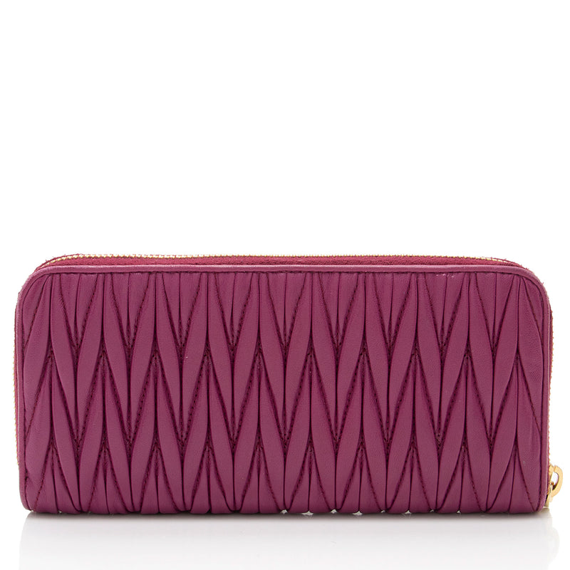 Miu Miu Matelasse Nappa Leather Zip Around Wallet (SHF-OPW9JE 