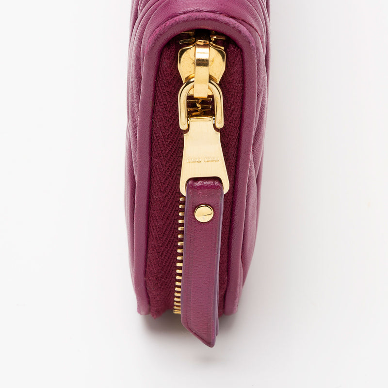 Miu Miu Matelasse Nappa Leather Zip Around Wallet (SHF-OPW9JE)