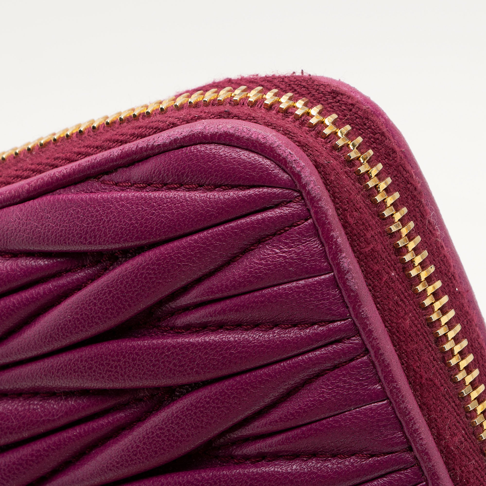 Miu Miu Matelasse Nappa Leather Zip Around Wallet (SHF-OPW9JE)