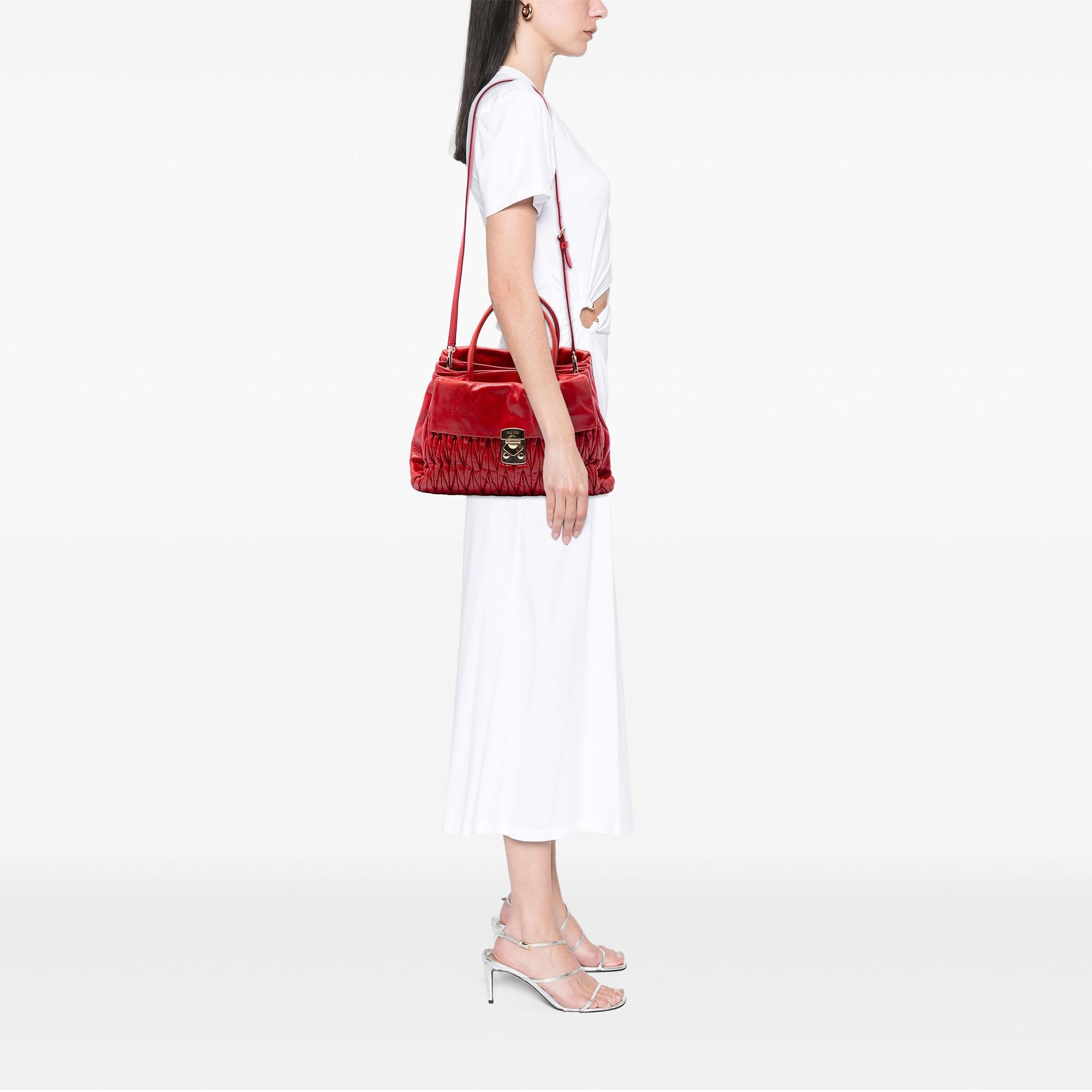 Miu Miu Matelasse Nappa Lux Bauletto Convertible Handbag
