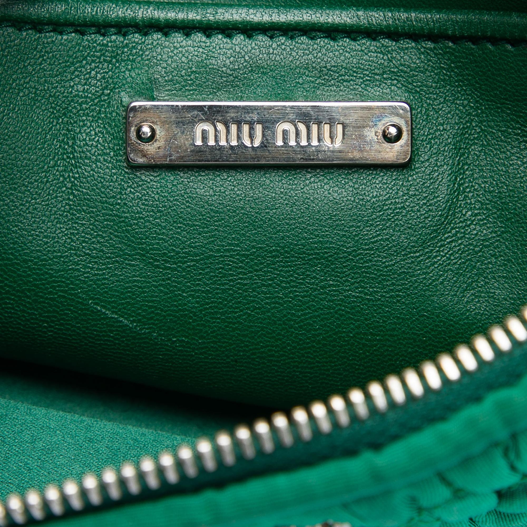 Miu Miu Matelasse Nylon Crystal Chain Crossbody