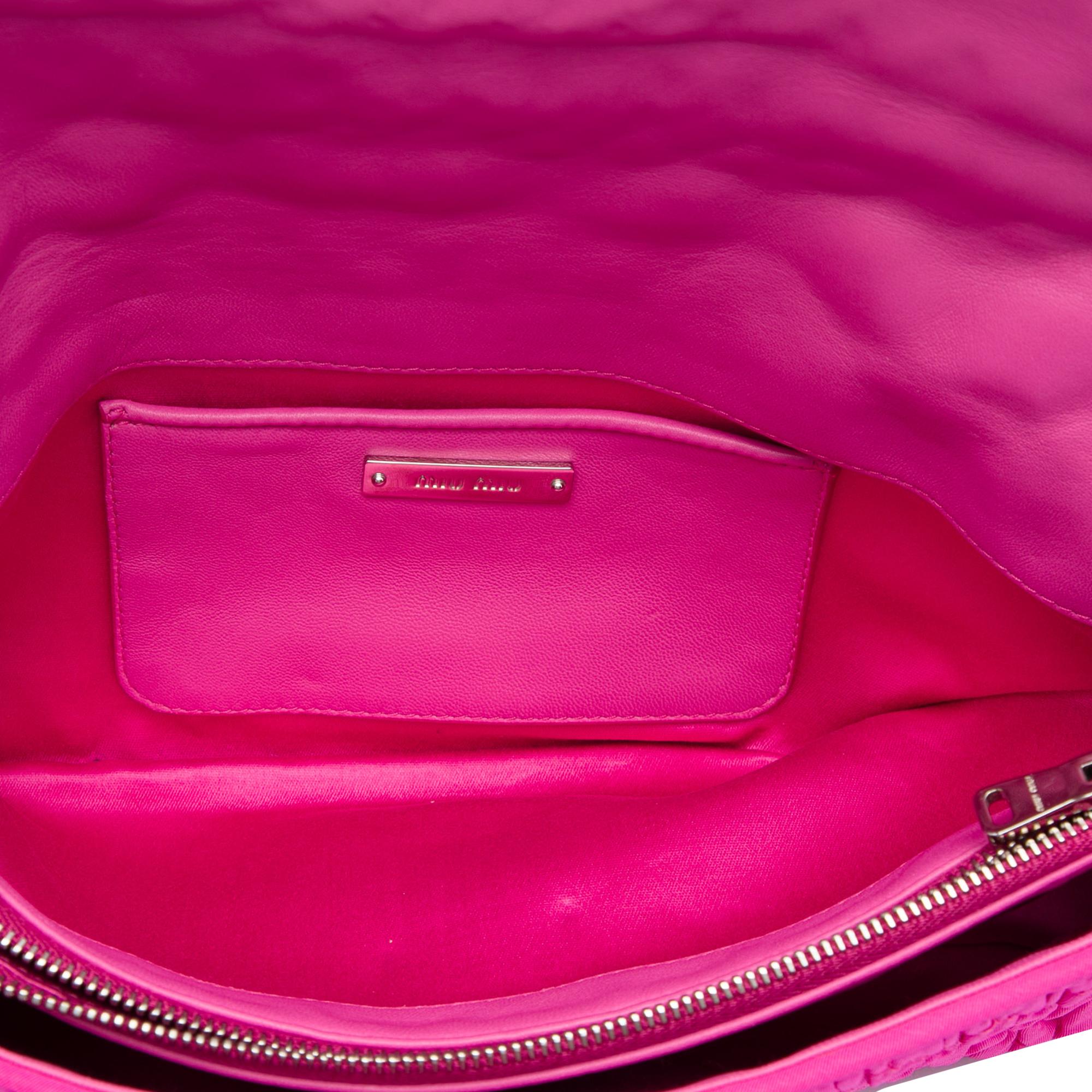 Miu Miu Matelasse Nylon Crystal Chain Satchel