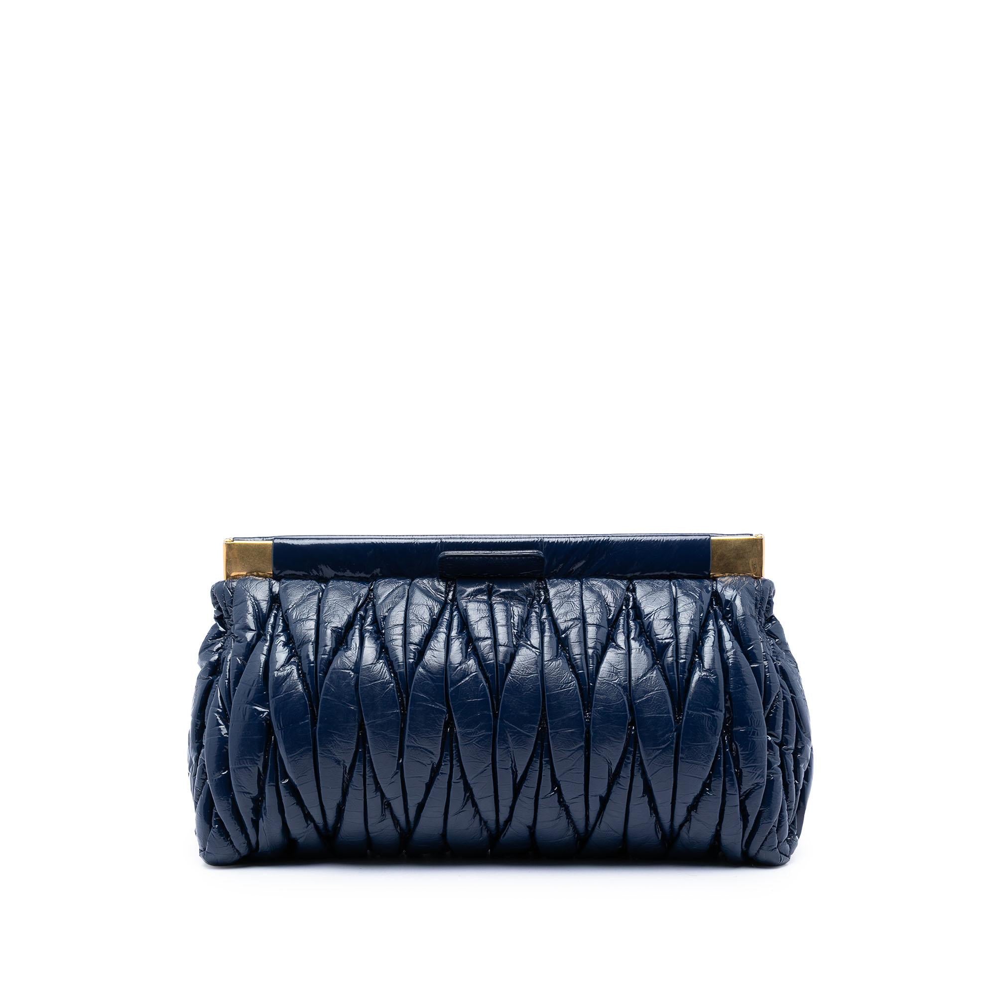 Miu Miu Matelasse Patent Frame Clutch