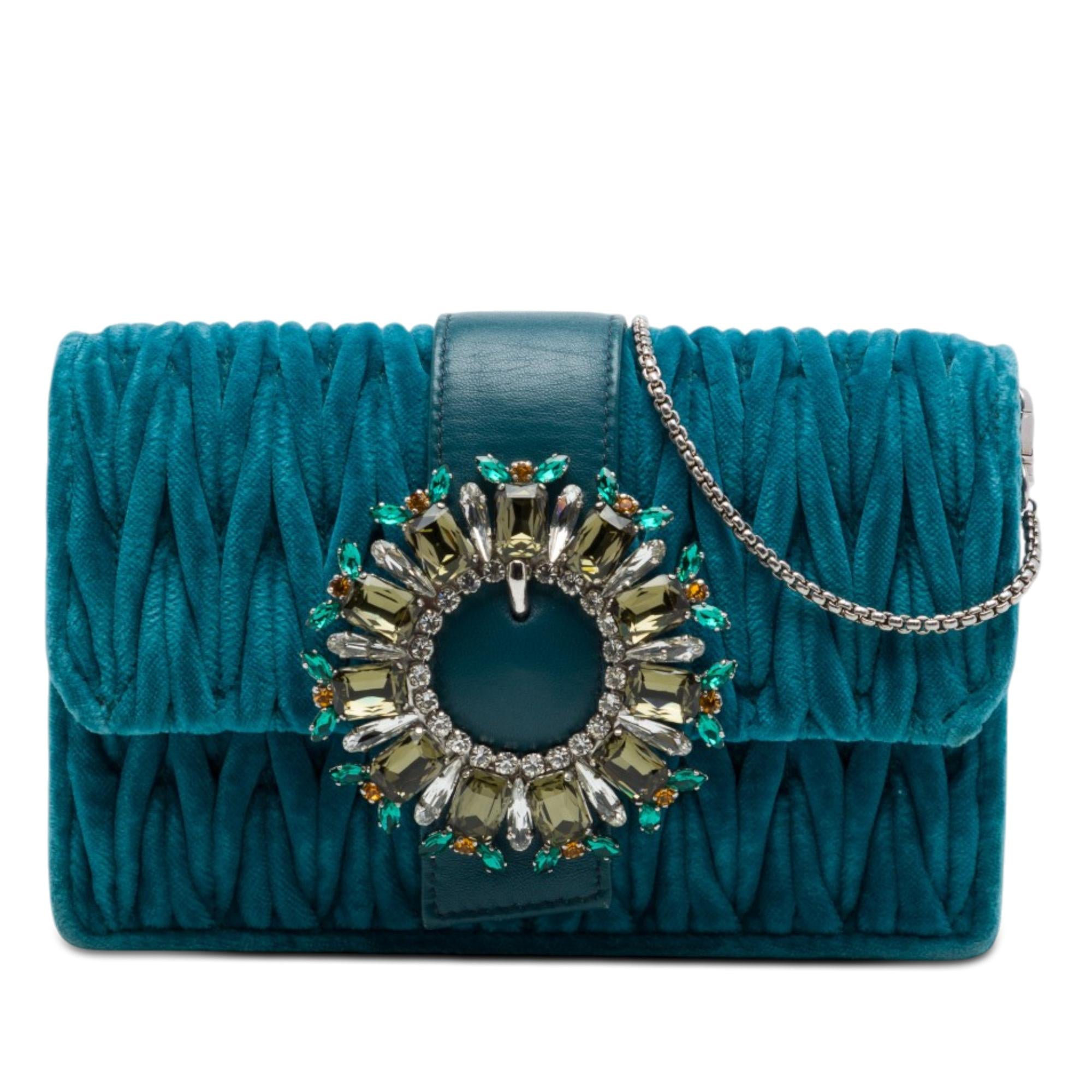 Miu Miu Matelasse Velvet Crystal Embellished Crossbody
