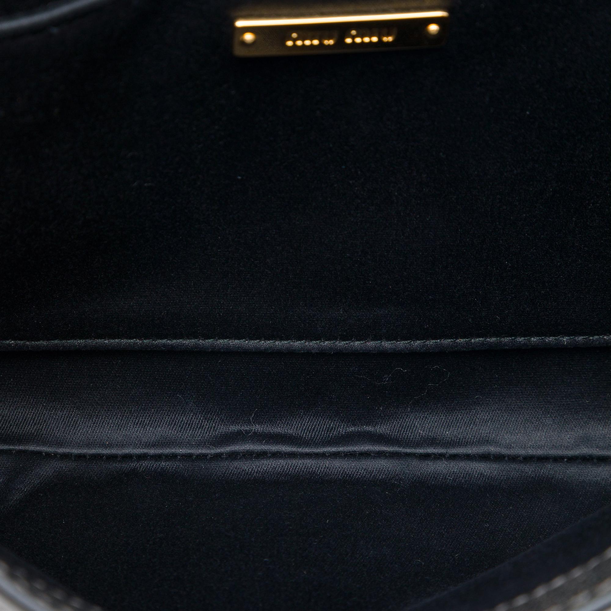 Miu Miu Metallic Goatskin Madras Crystal Embellished Crossbody