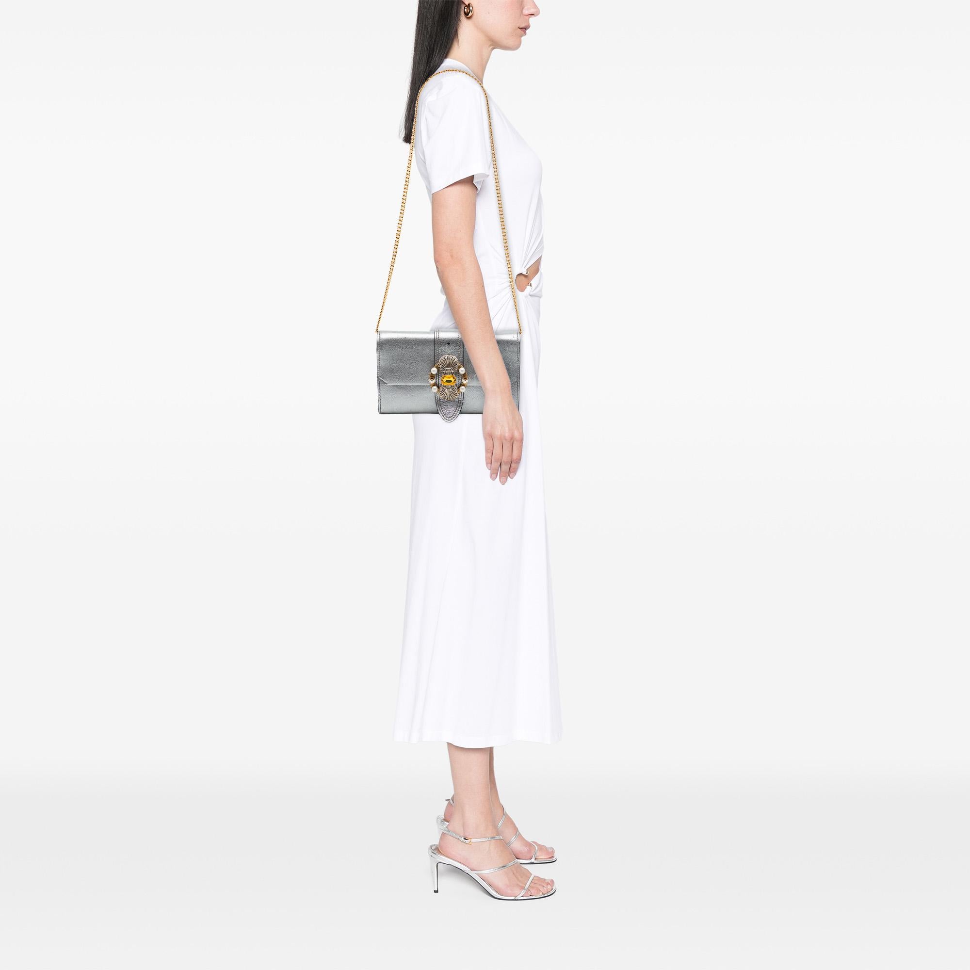 Miu Miu Metallic Goatskin Madras Crystal Embellished Crossbody
