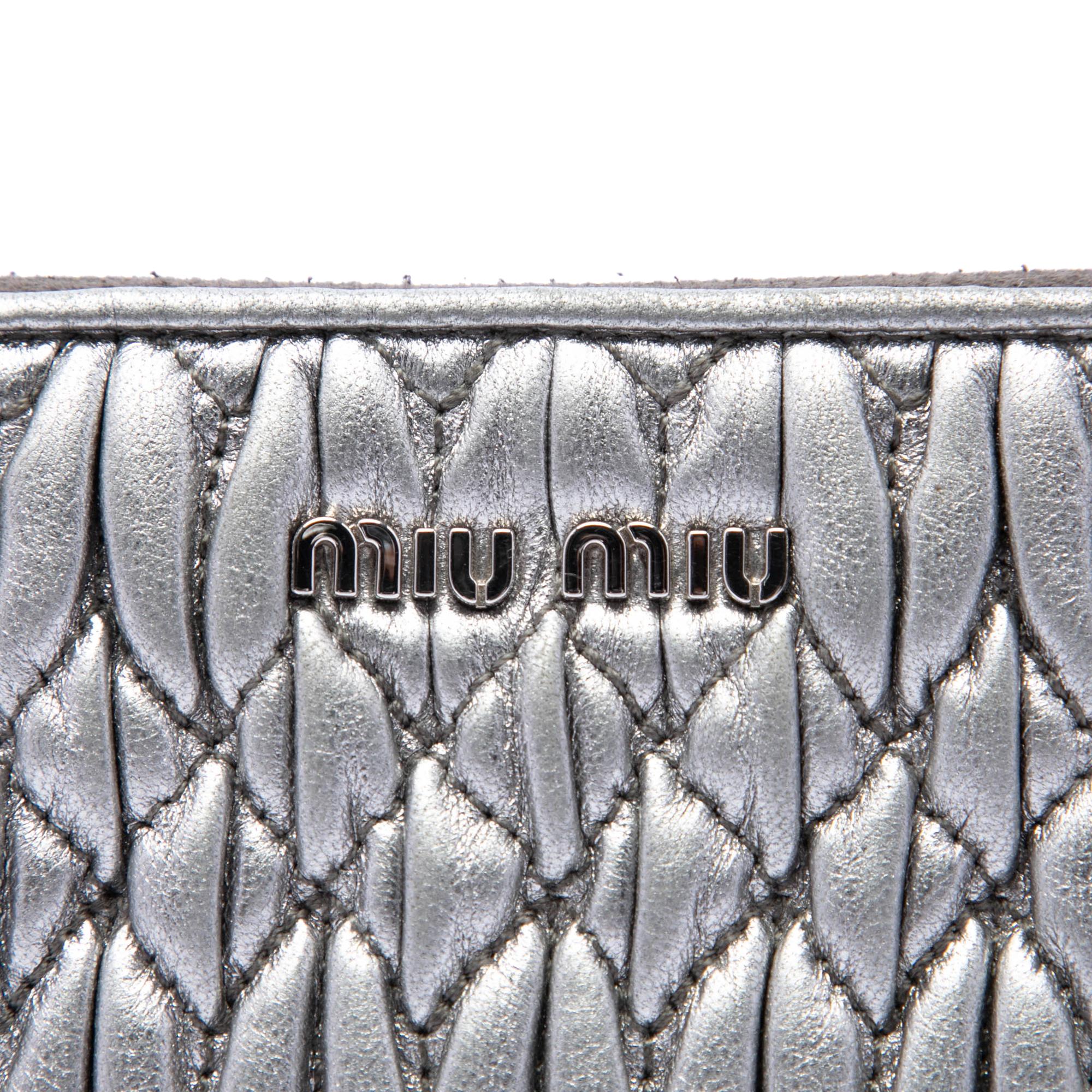 Miu Miu Metallic Matelasse Nappa Crystal Chain Crossbody