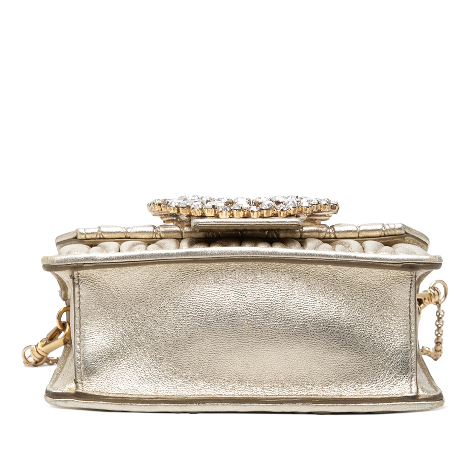 Miu Miu Mini Matelasse Metallic Nappa Crystal Embellished Crossbody