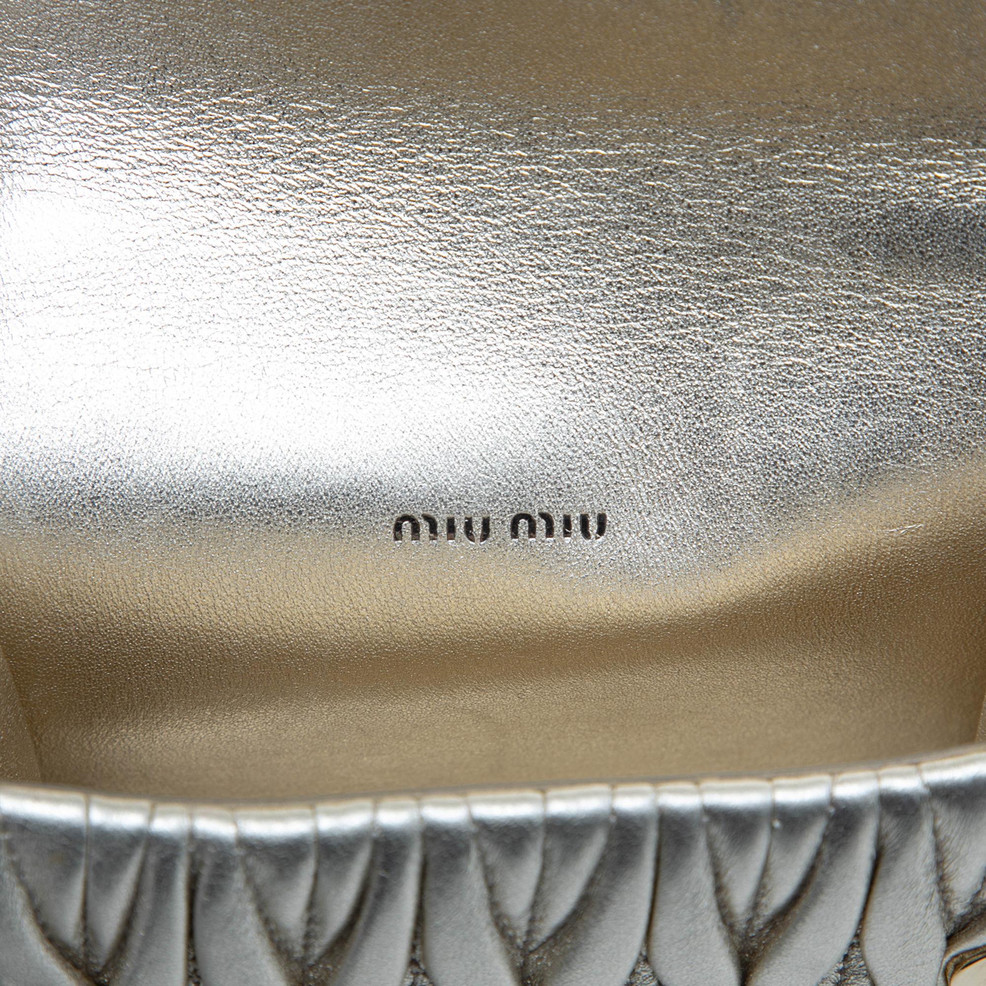 Miu Miu Mini Matelasse Metallic Nappa Crystal Embellished Crossbody