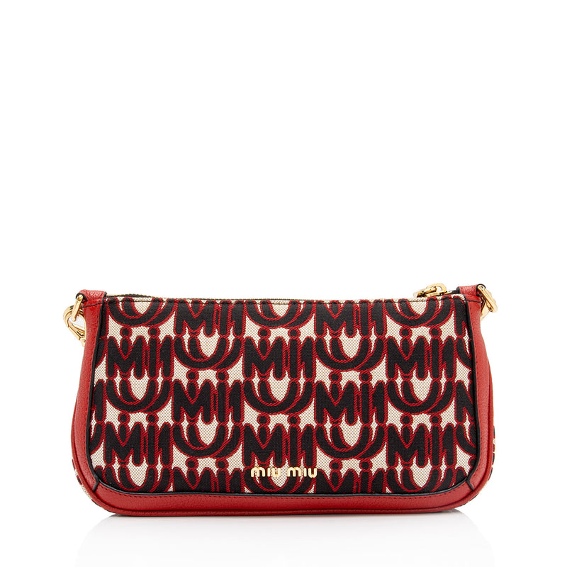 Miu Miu Monogram Jacquard Madras Crossbody Bag (SHF-Z3G2Rc)