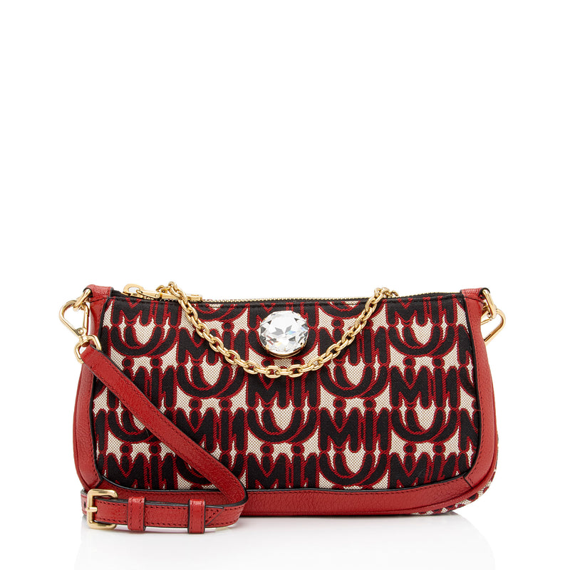 Miu Miu Monogram Jacquard Madras Crossbody Bag (SHF-Z3G2Rc)