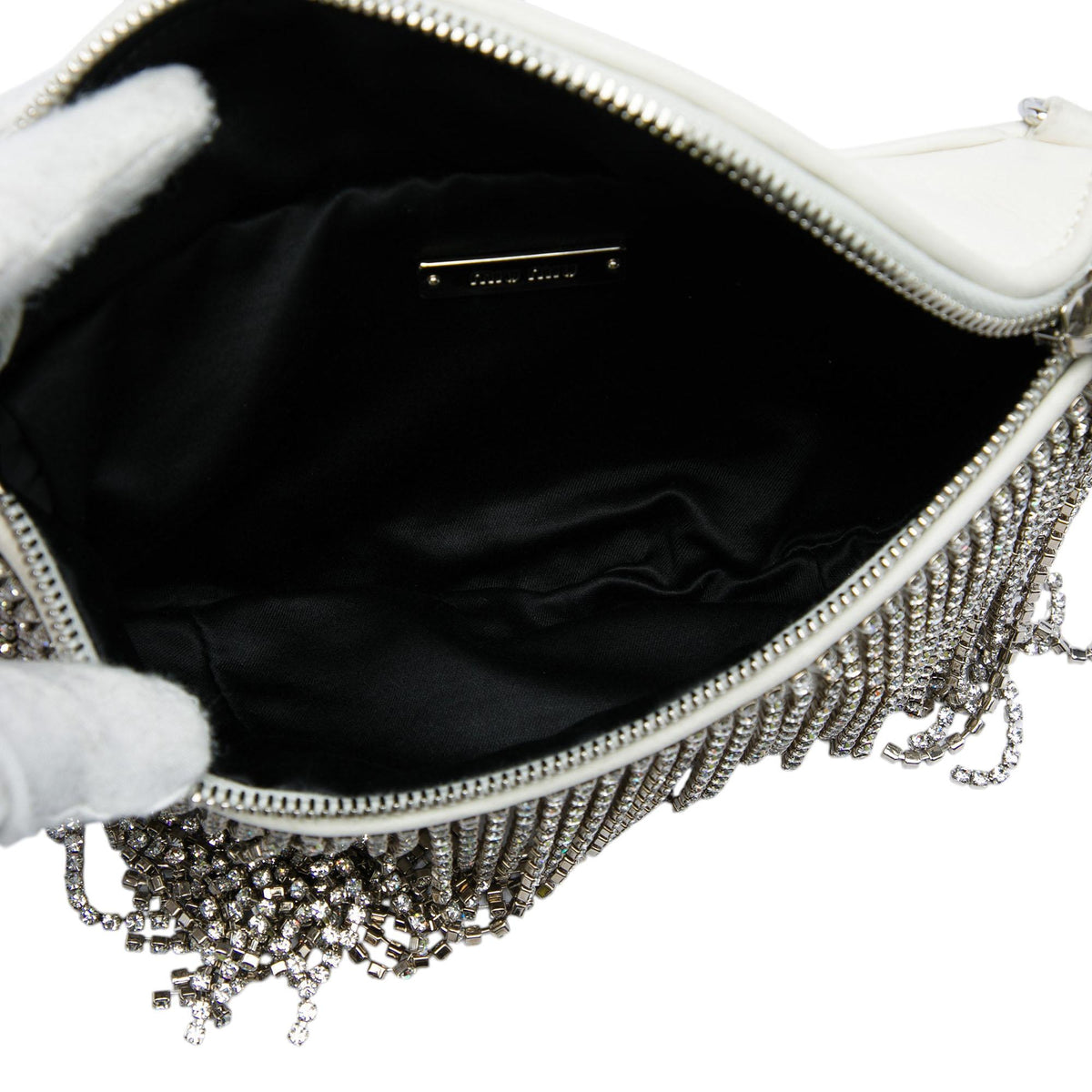 Miu Miu Nappa Crystal Fringe Convertible Belt Bag