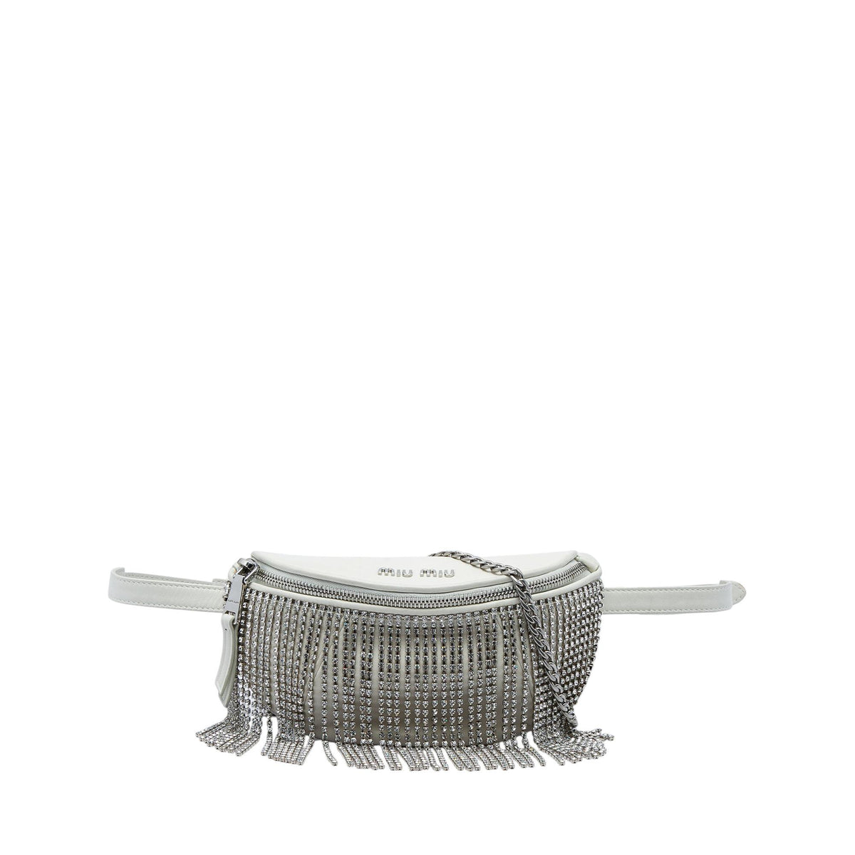 Miu Miu Nappa Crystal Fringe Convertible Belt Bag