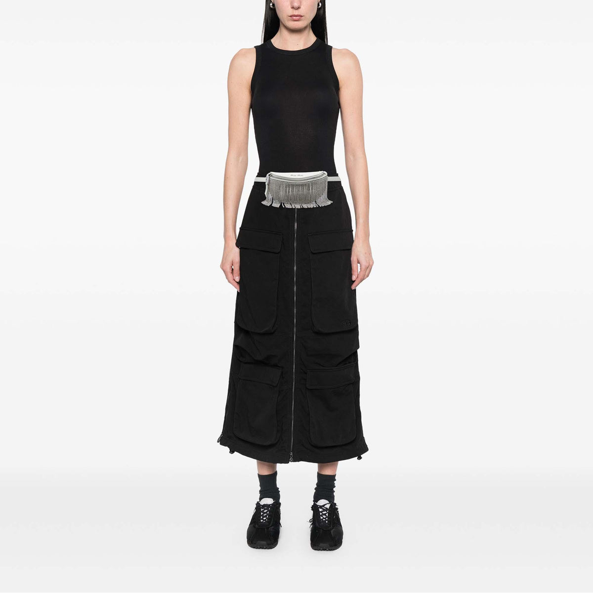 Miu Miu Nappa Crystal Fringe Convertible Belt Bag