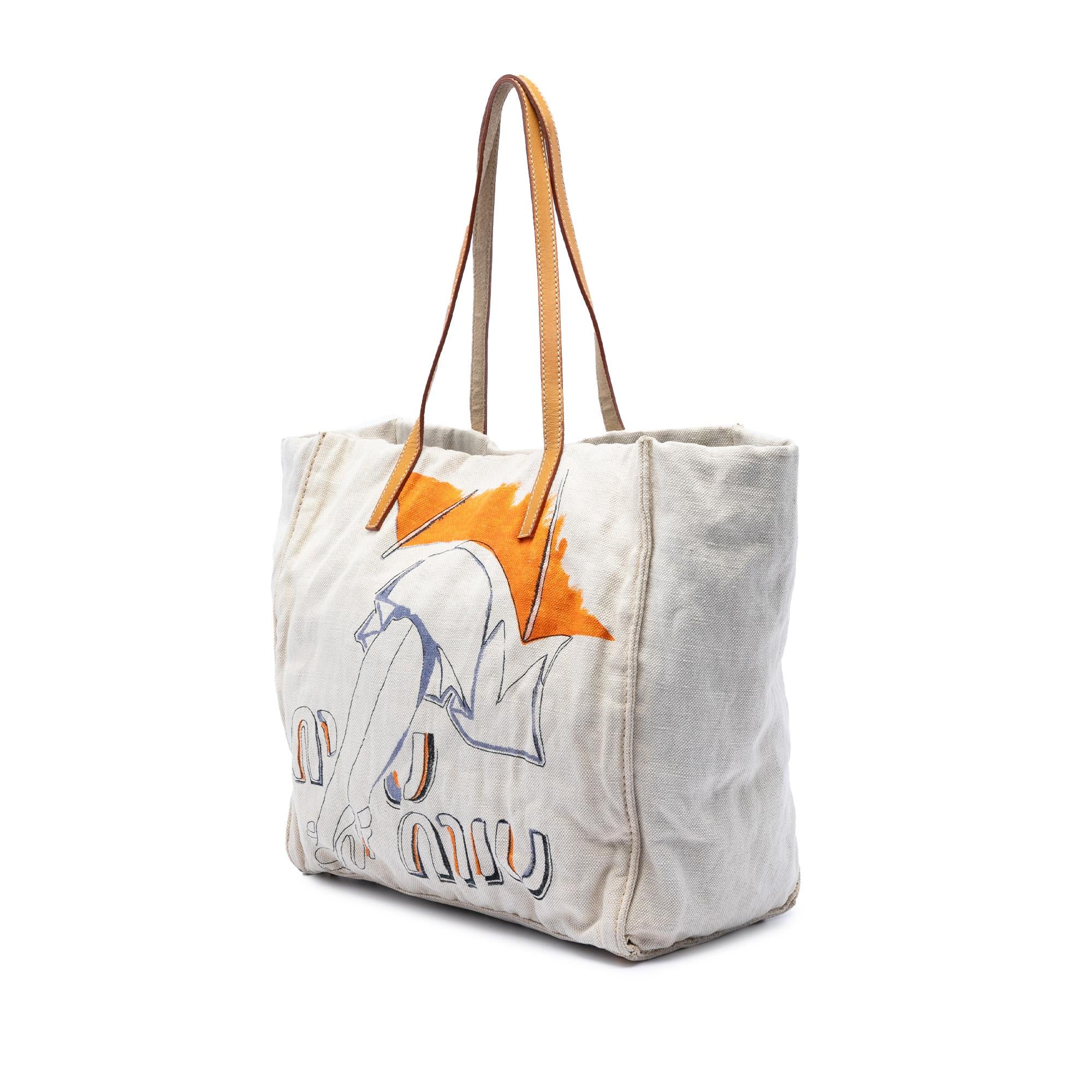 Miu Miu Printed Canvas Tote