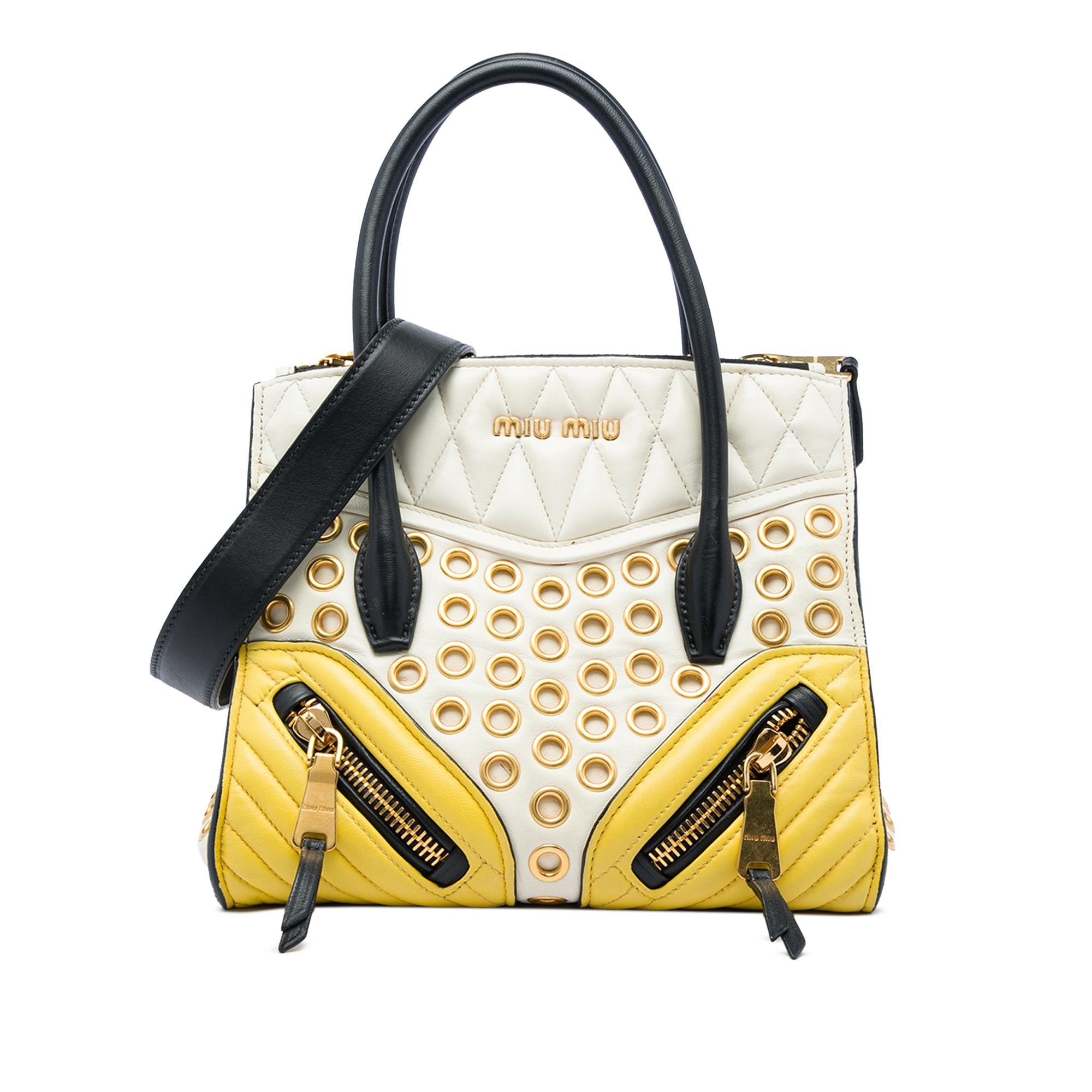 Miu Miu Small Tricolor Nappa Grommet Biker Satchel