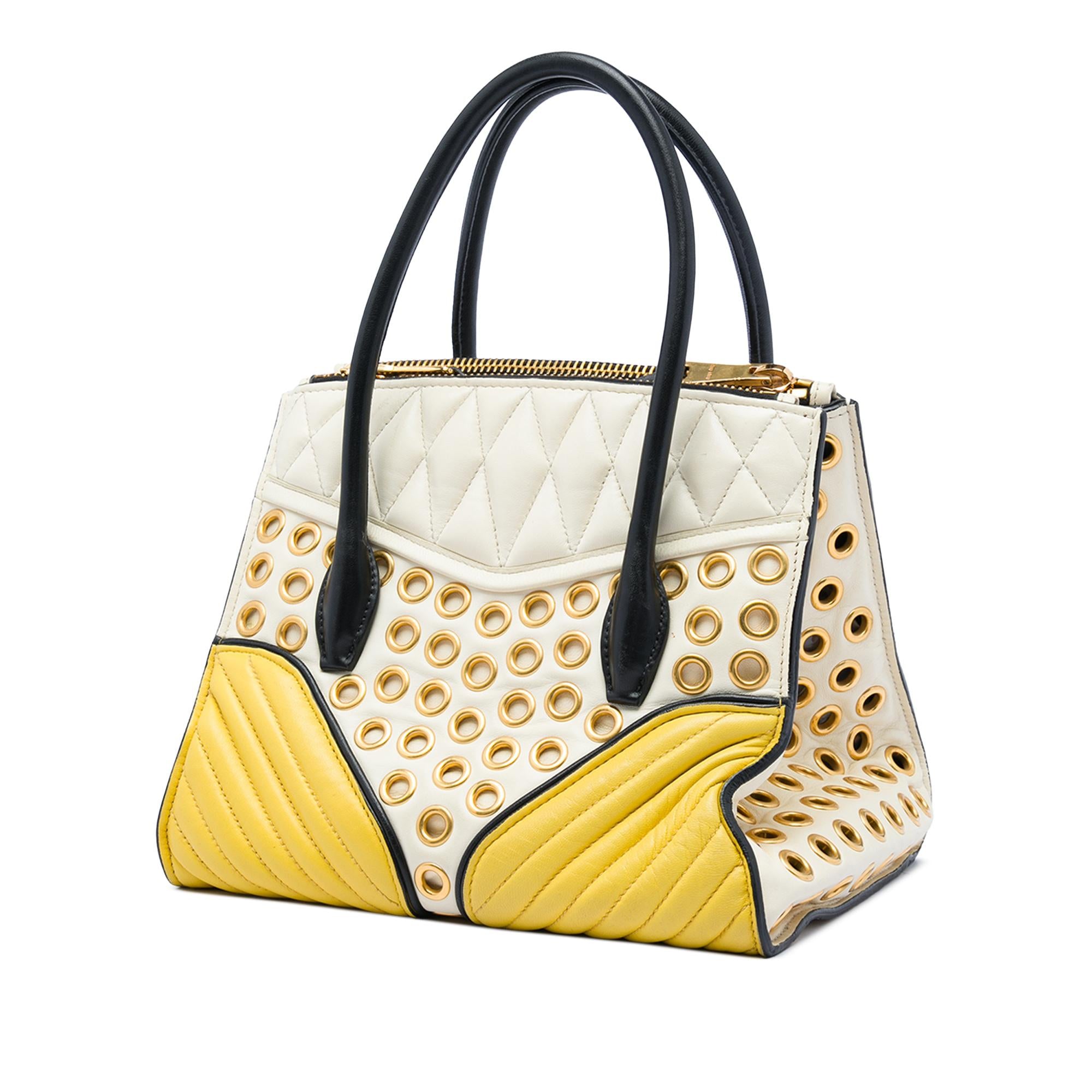 Miu Miu Small Tricolor Nappa Grommet Biker Satchel