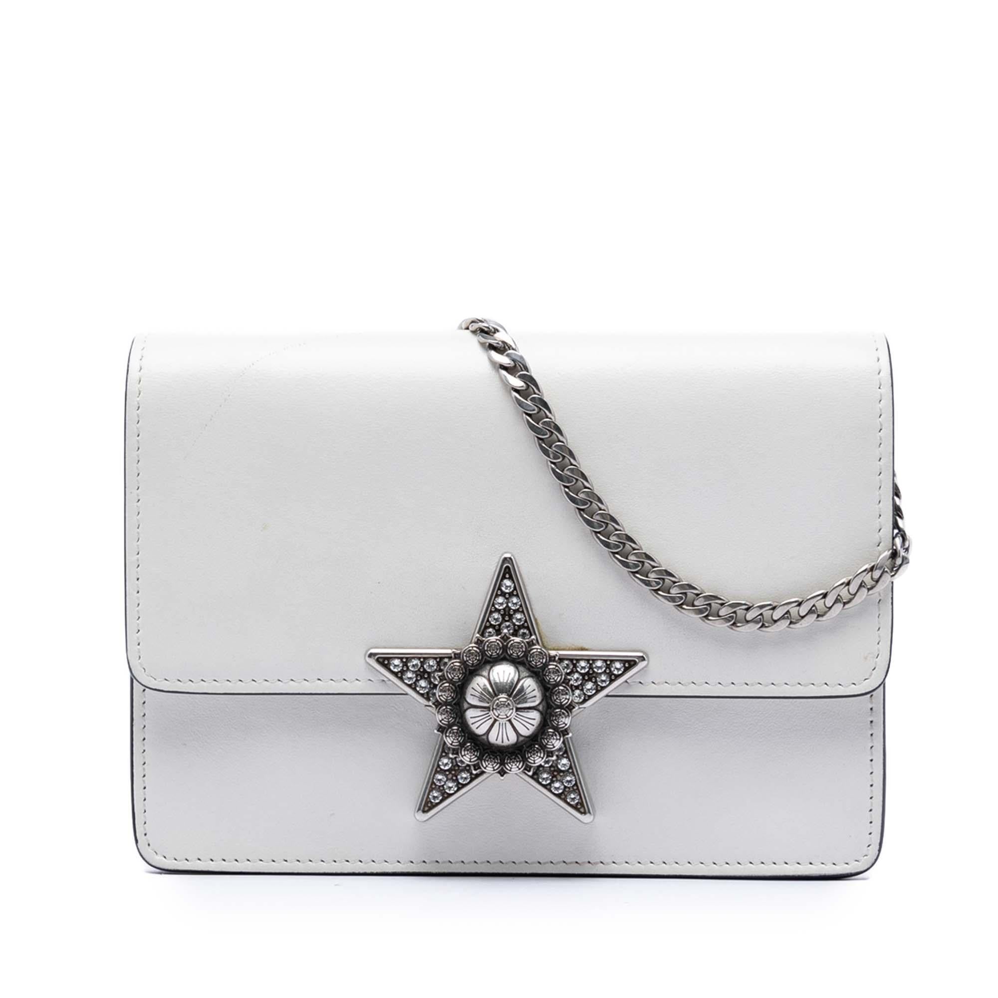 Miu Miu Smooth Leather Star Crystal Embellished Crossbody