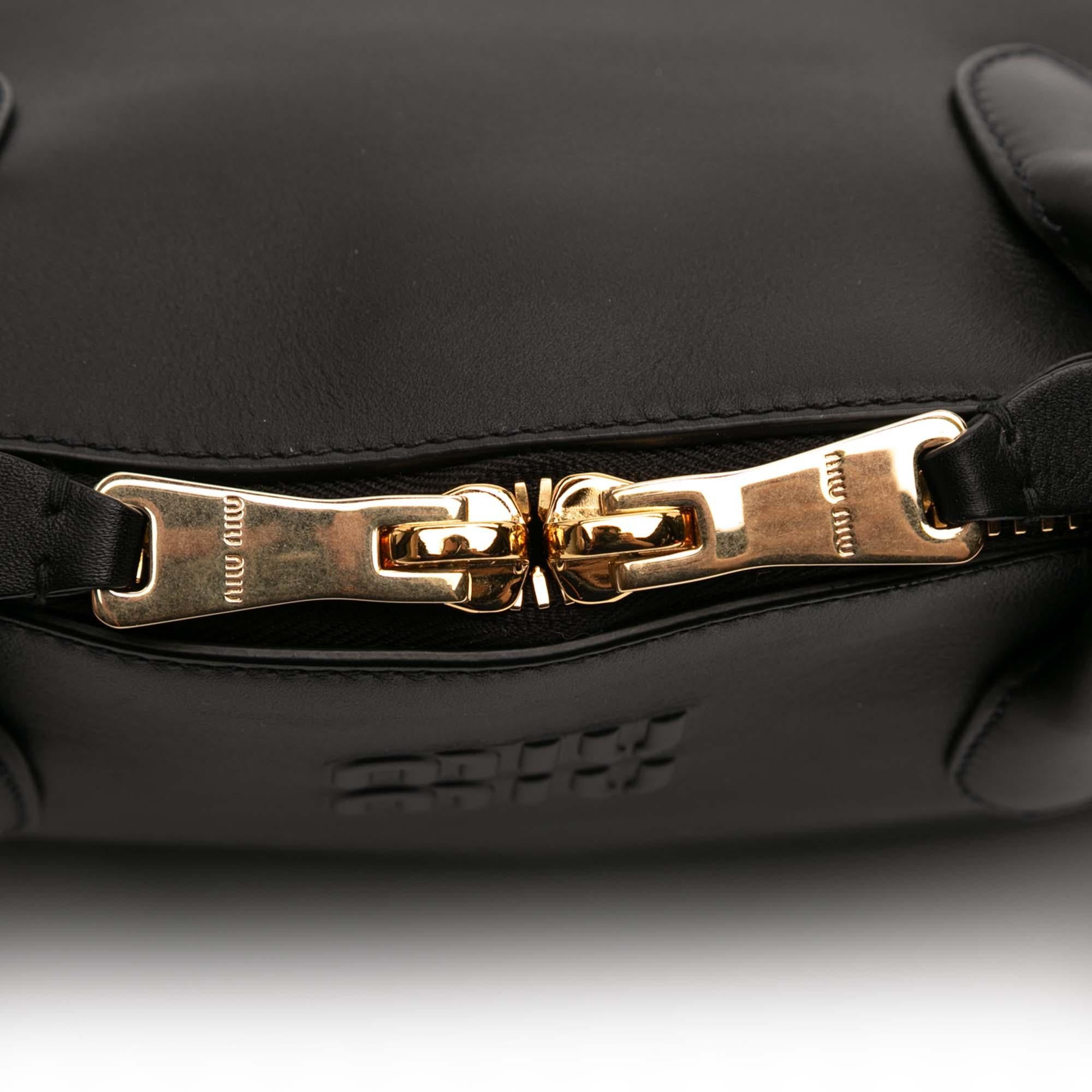 Miu Miu Softy Calfskin Embossed Logo Shoulder Bag