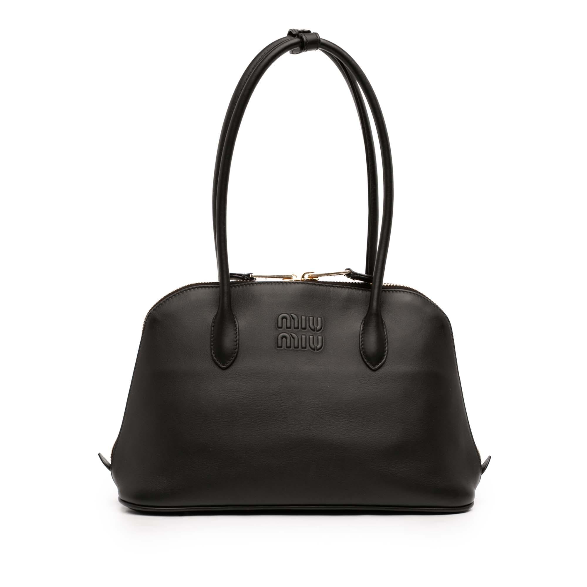 Miu Miu Softy Calfskin Embossed Logo Shoulder Bag