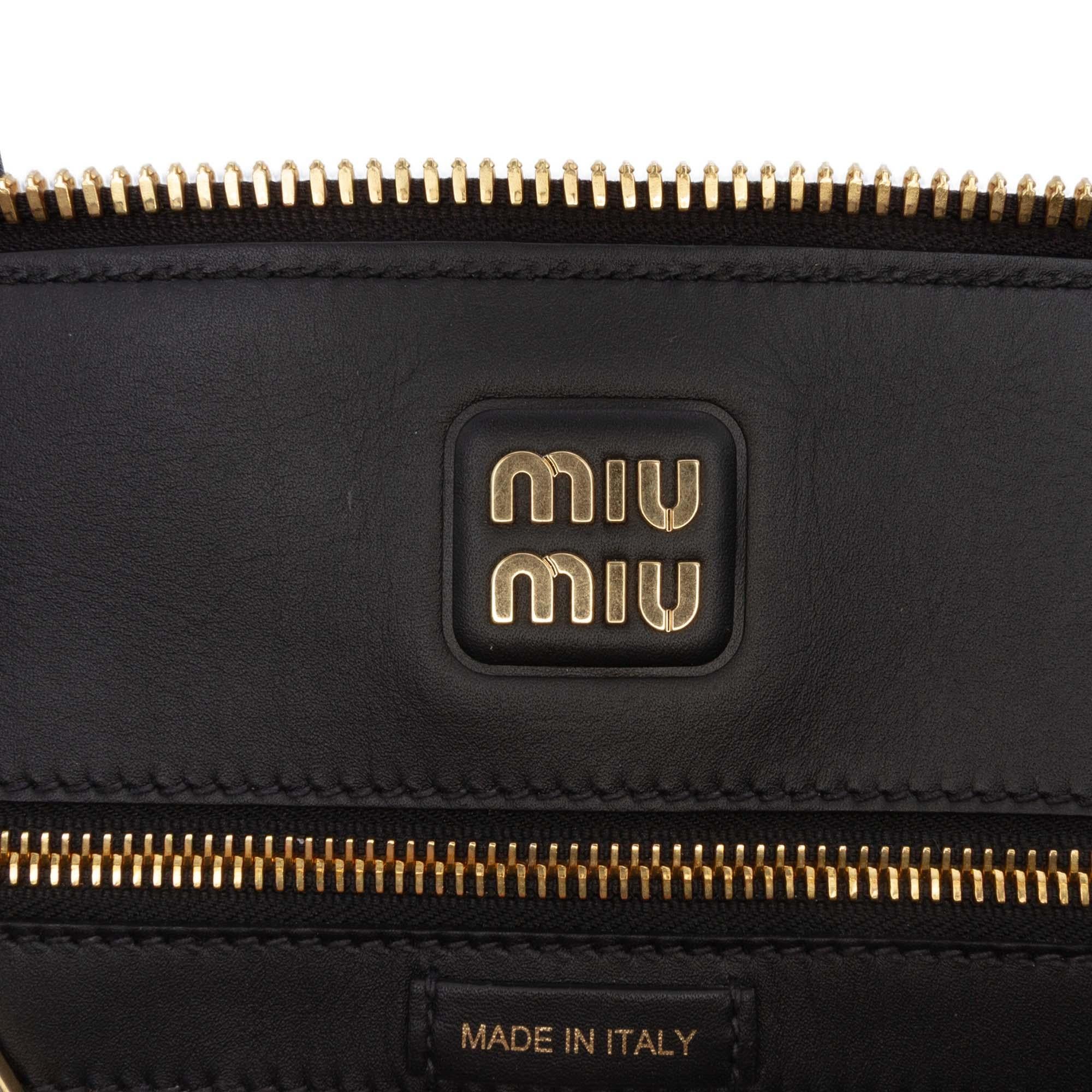 Miu Miu Softy Calfskin Embossed Logo Shoulder Bag