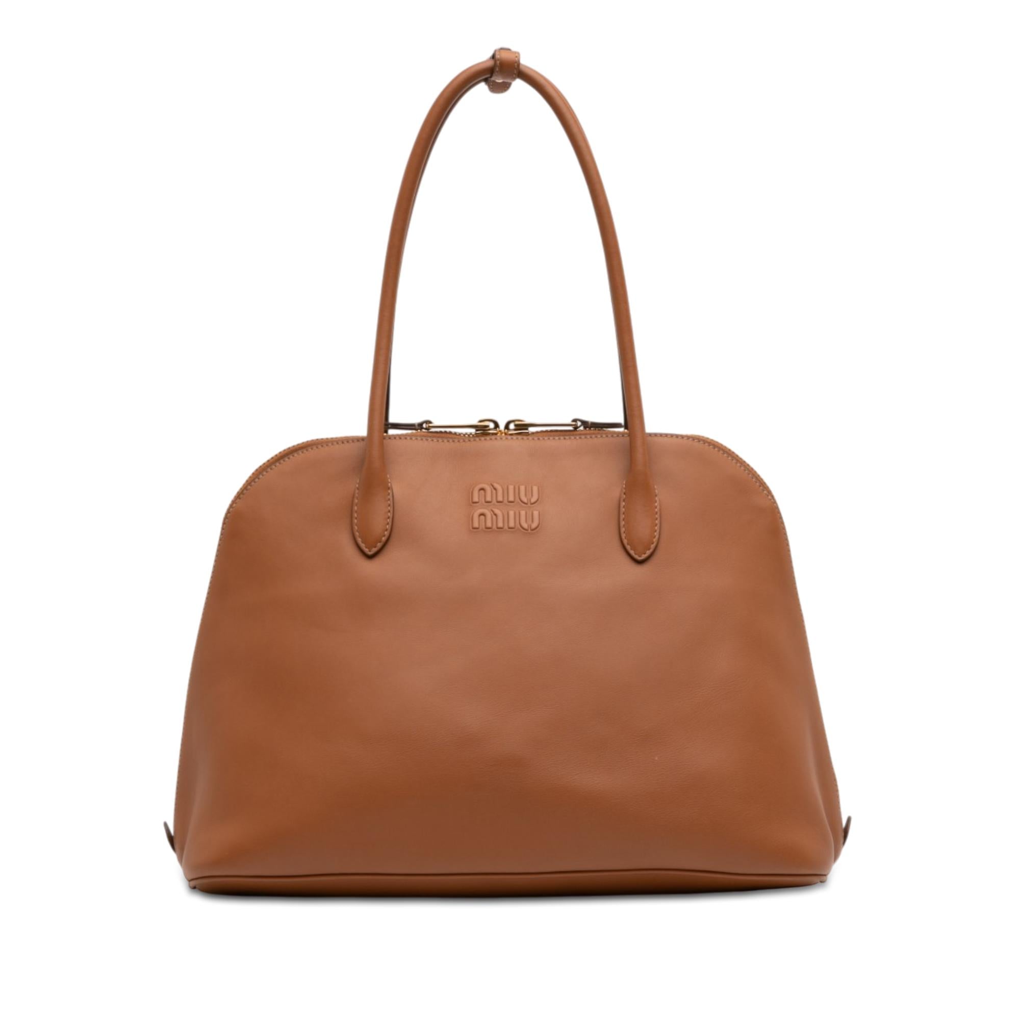 Miu Miu Softy Calfskin Embossed Logo Shoulder Bag