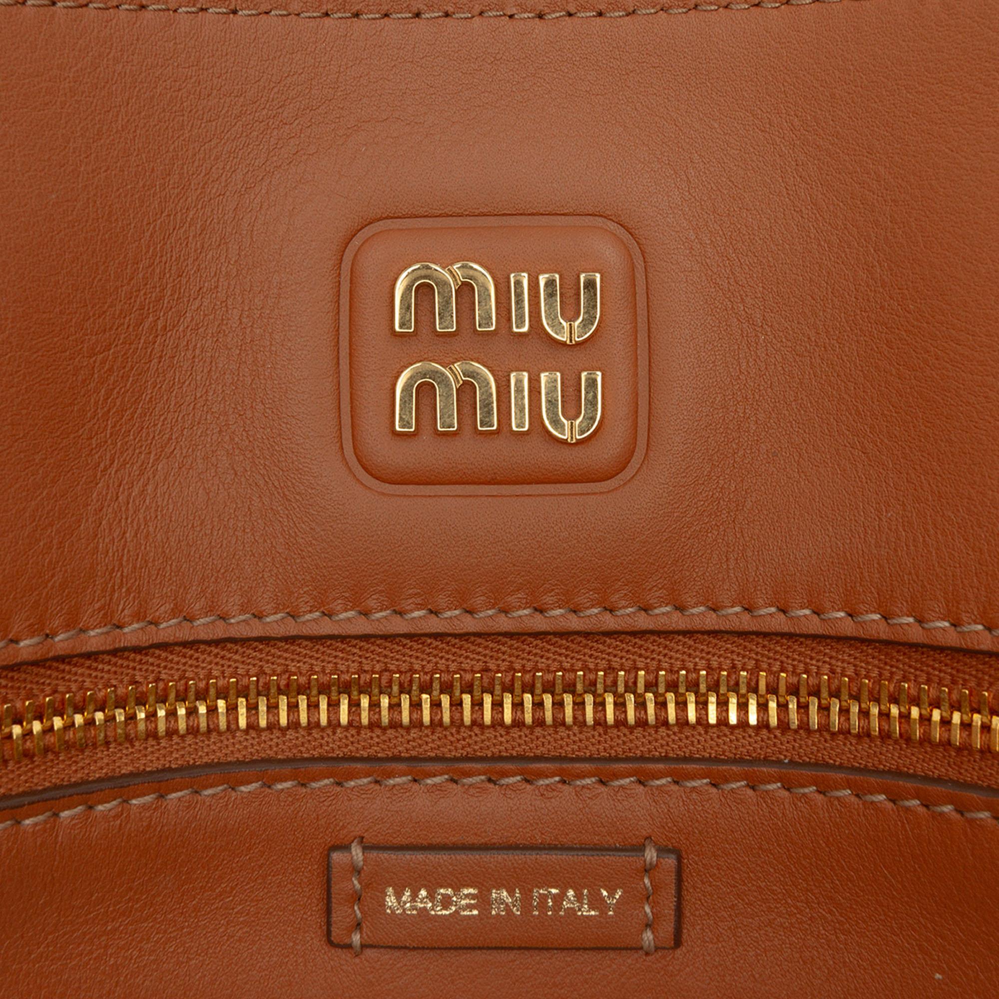 Miu Miu Softy Calfskin Embossed Logo Shoulder Bag