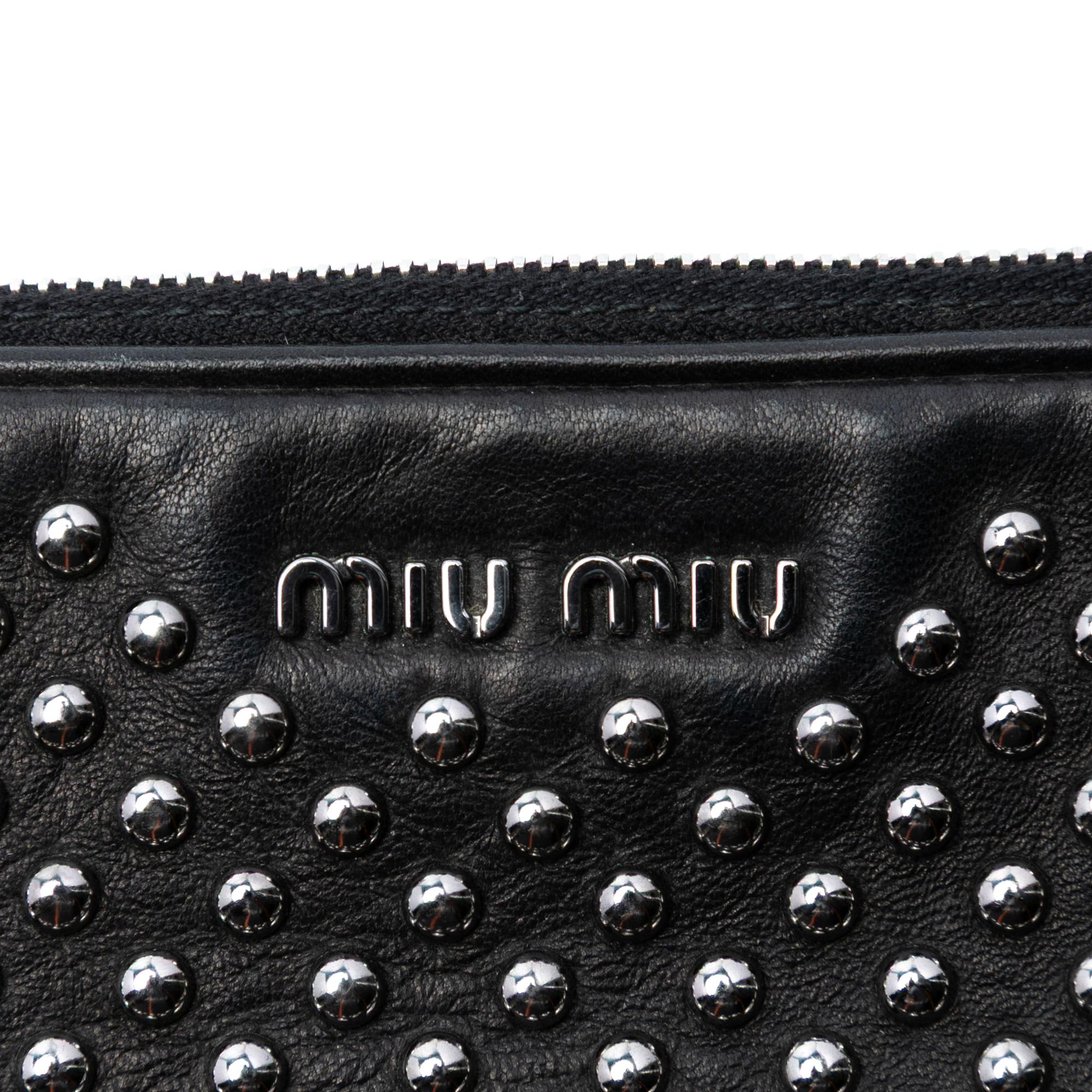 Miu Miu Studded Leather Double Zip Crossbody