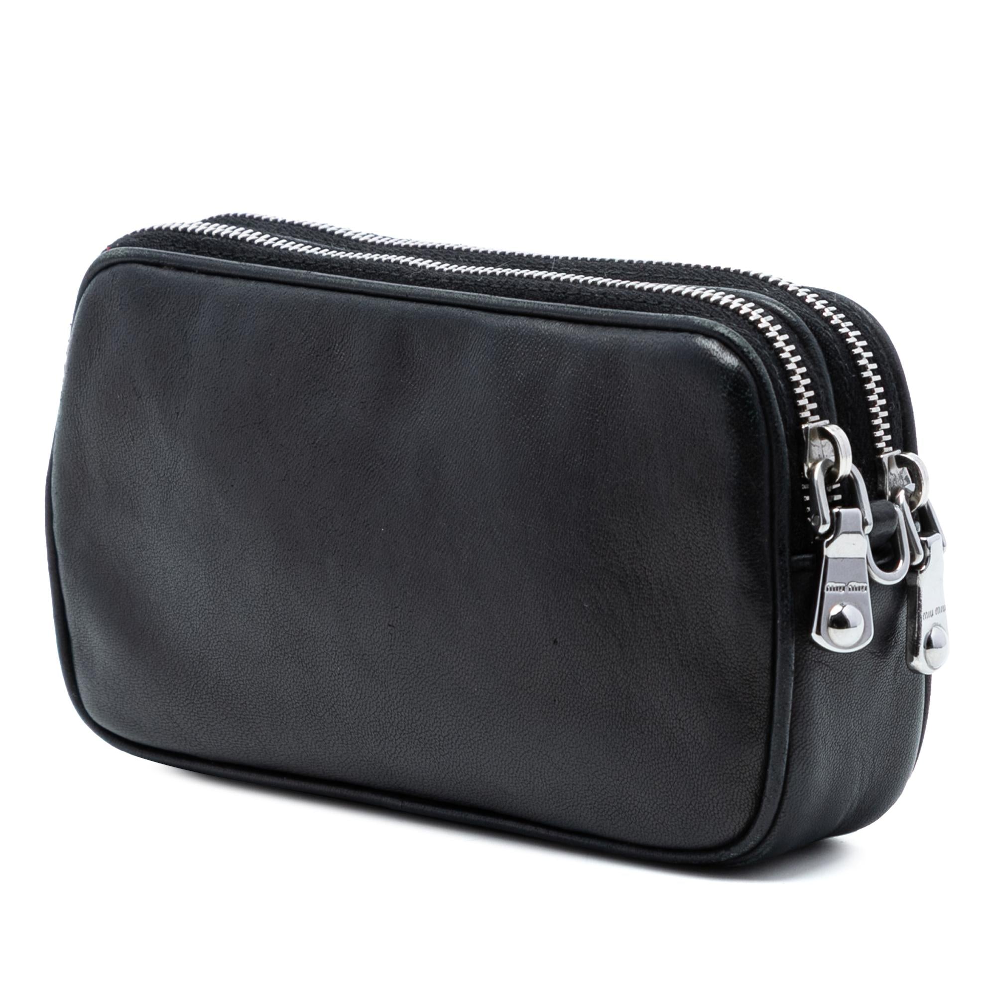 Miu Miu Studded Leather Double Zip Crossbody