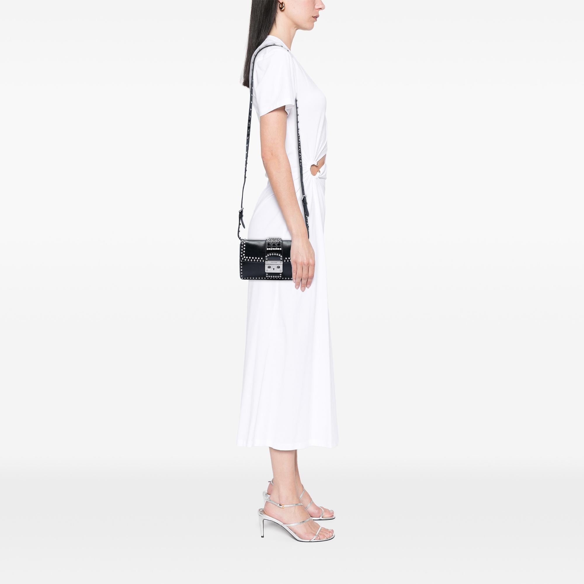 Miu Miu Studded Leather Push Lock Crossbody