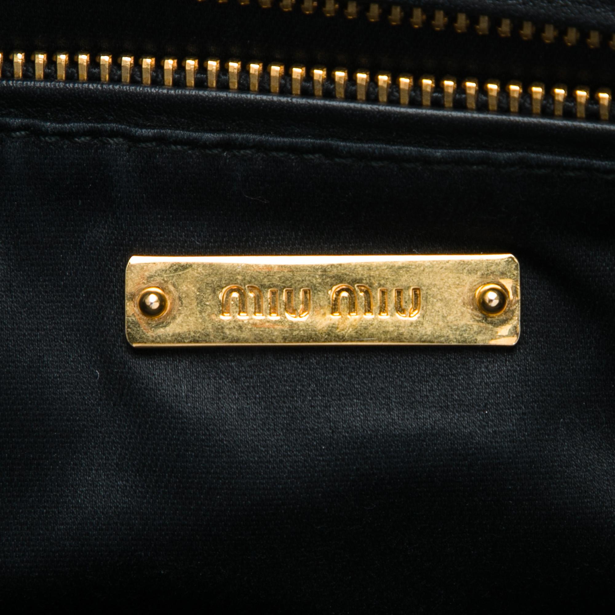 Miu Miu Studded Leather Zip Clutch