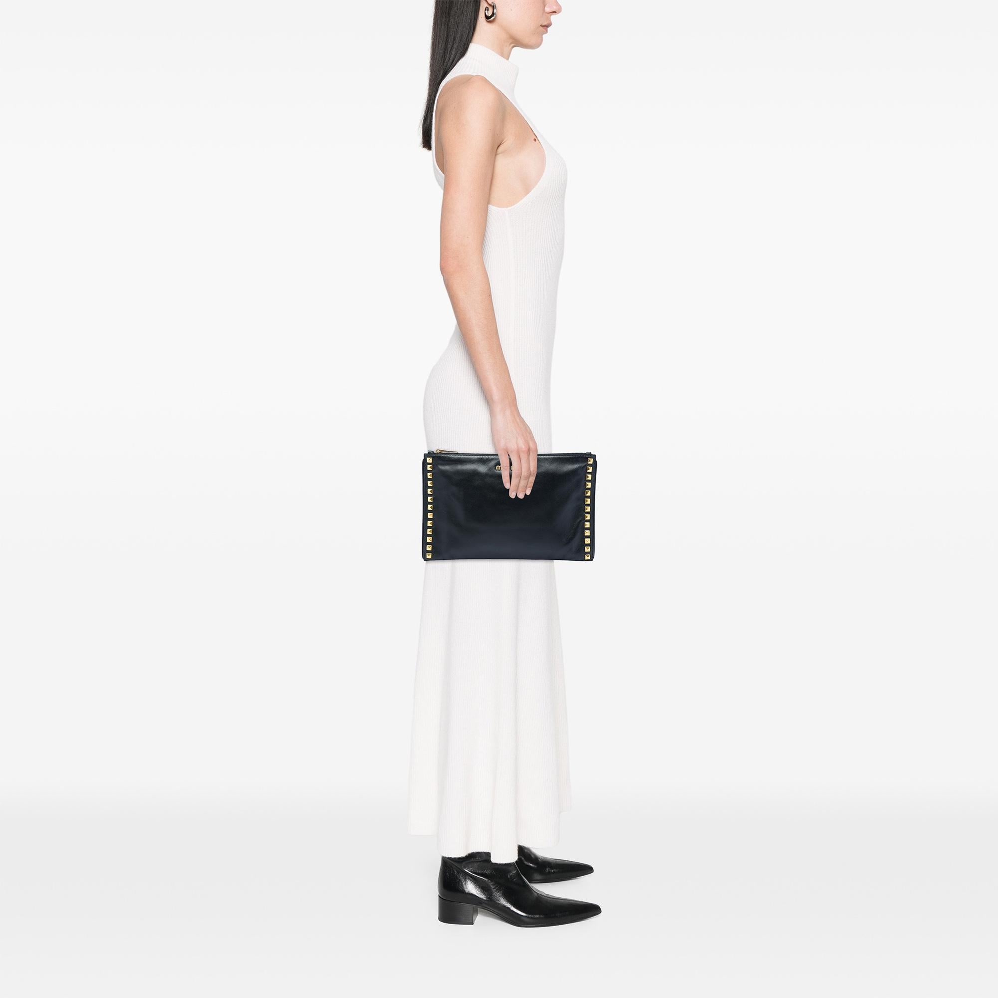Miu Miu Studded Leather Zip Clutch
