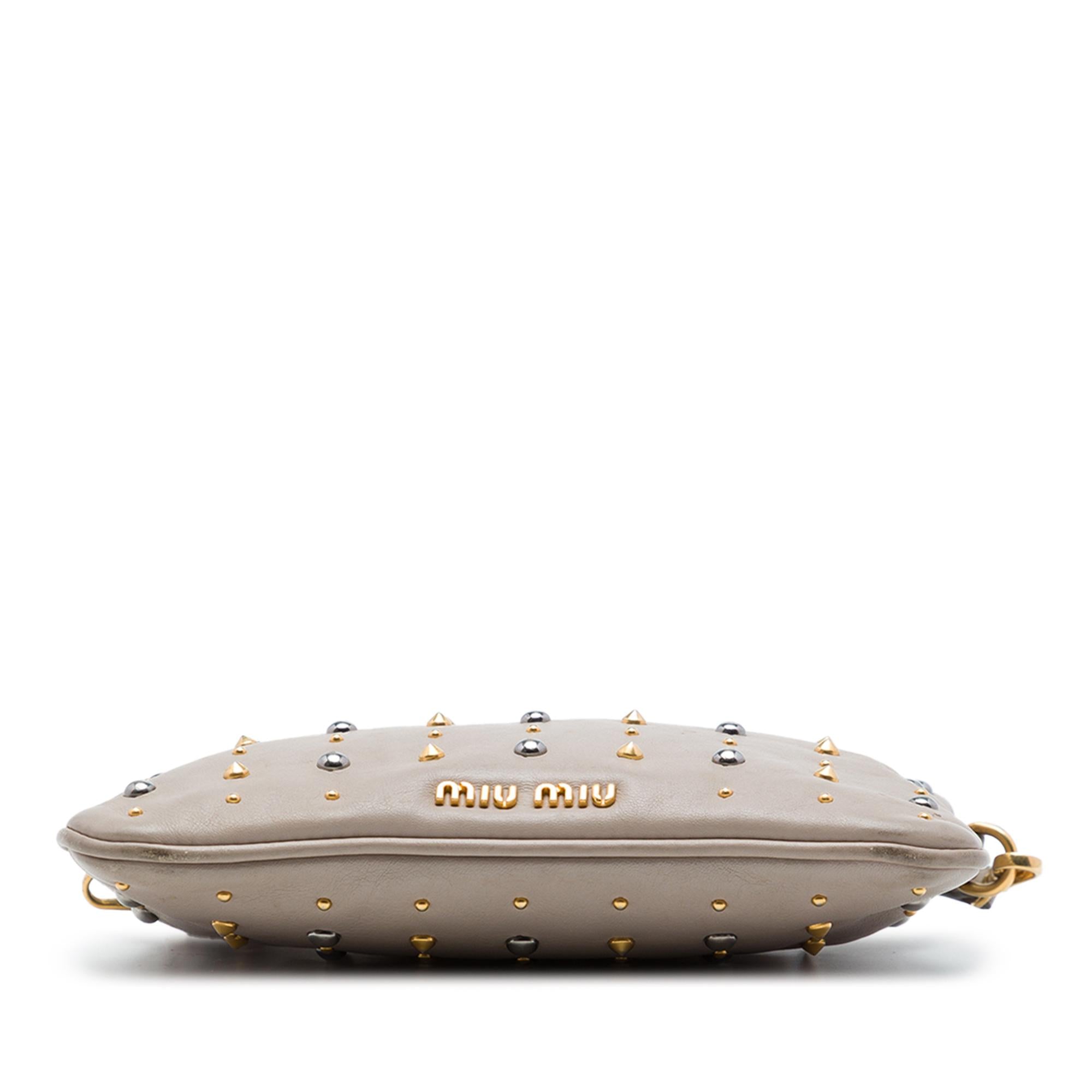 Miu Miu Studded Nappa Frame Clutch with Strap