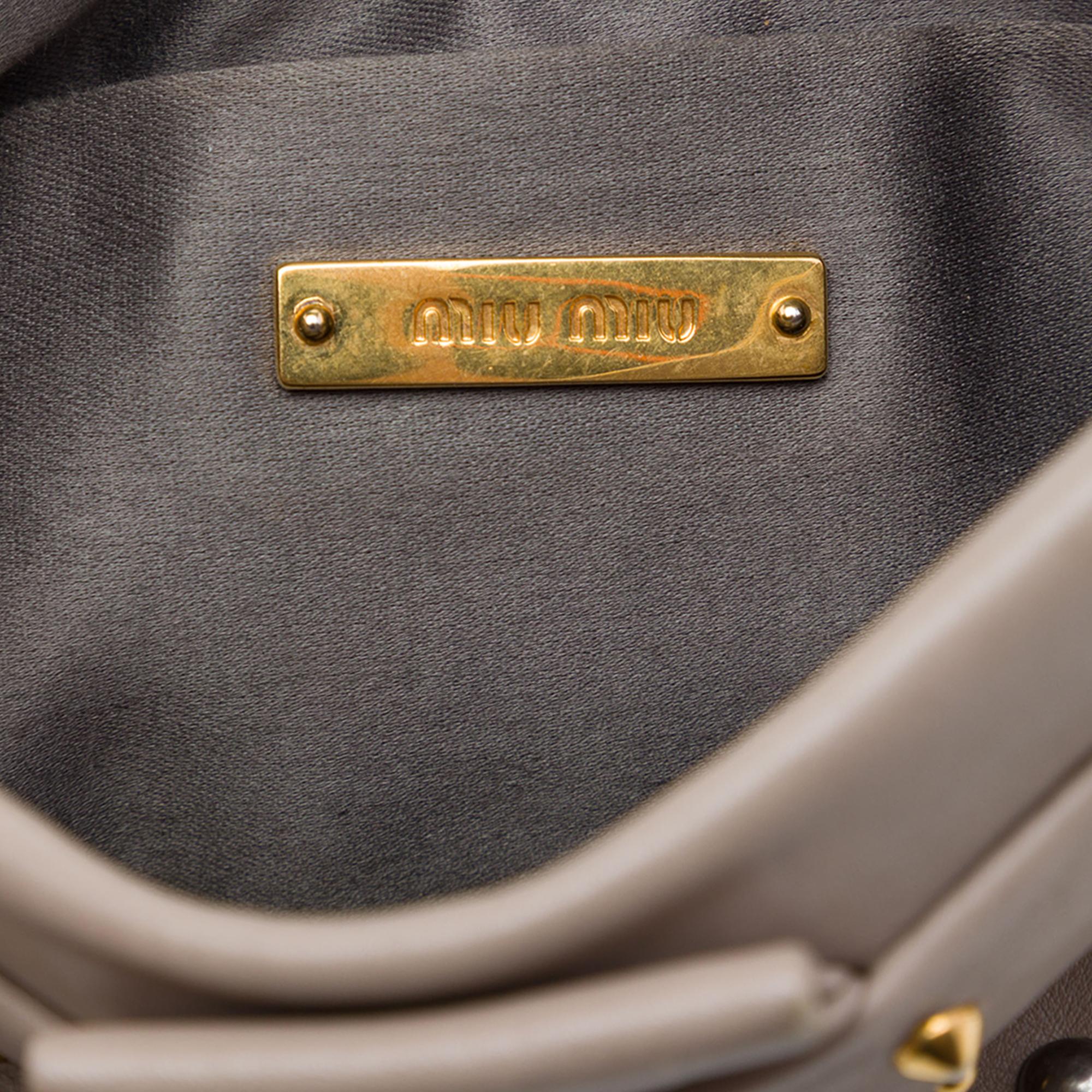 Miu Miu Studded Nappa Frame Clutch with Strap