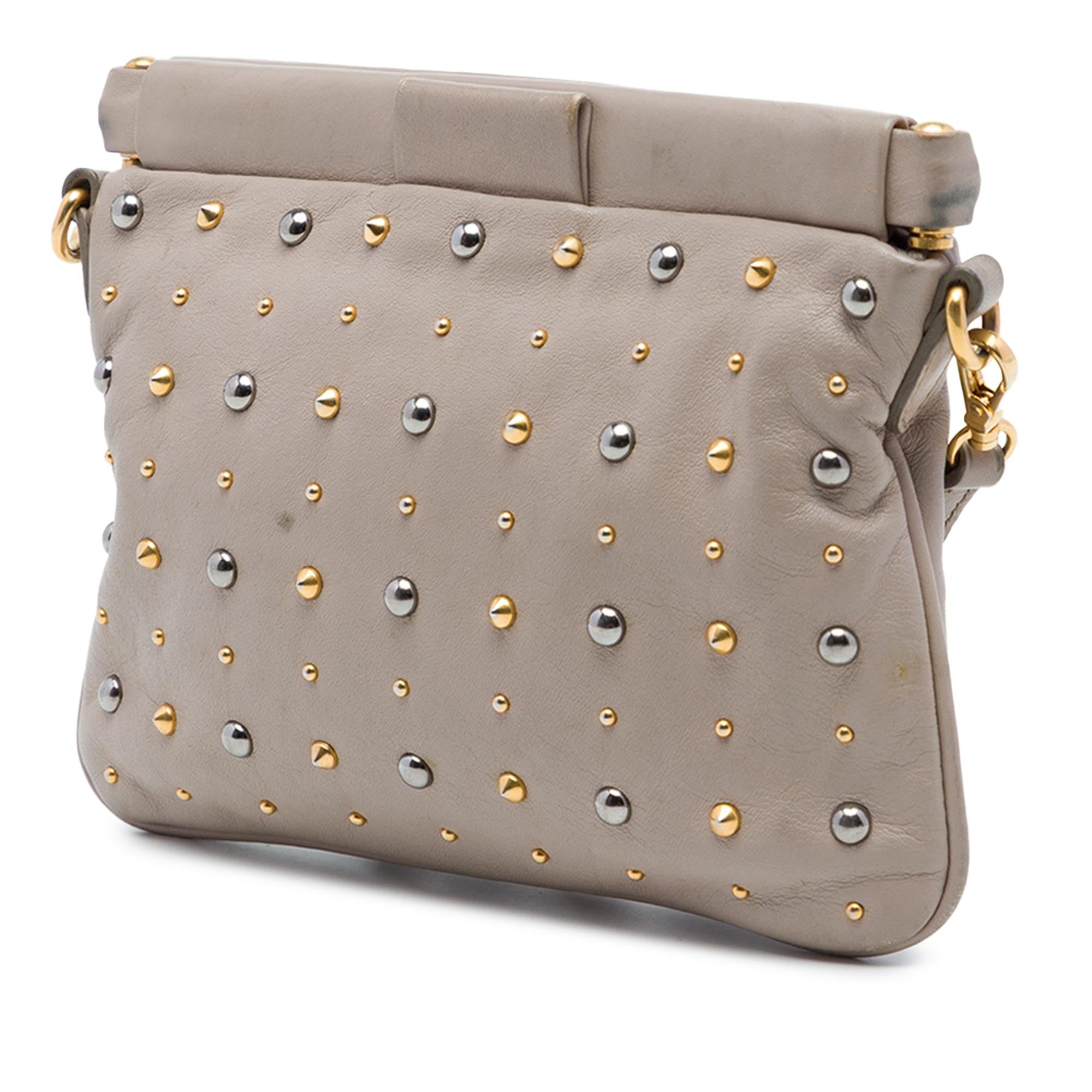 Miu Miu Studded Nappa Frame Clutch with Strap