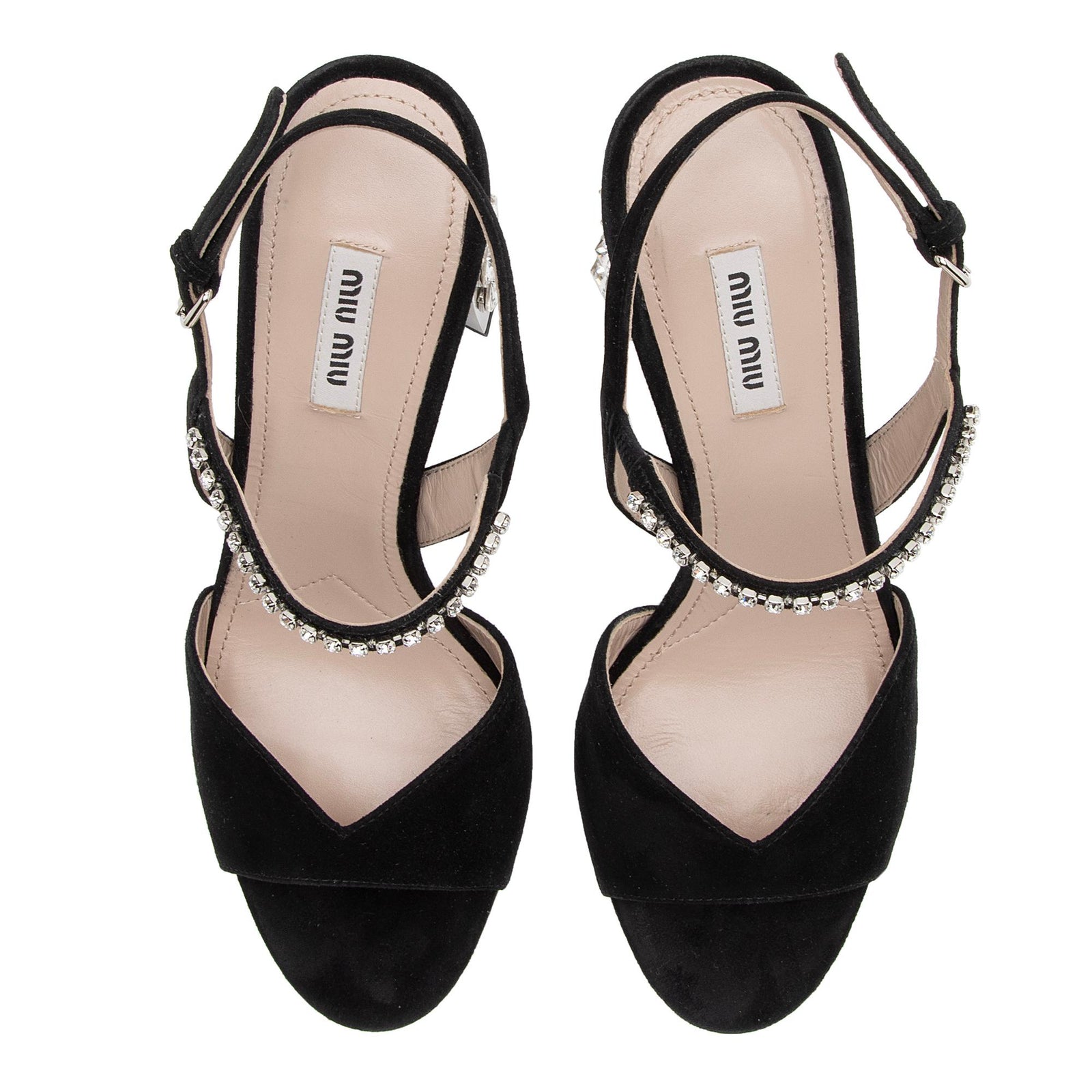 Miu Miu Suede Jewel Block Heel Sandals Size 9 39 SHF VIK3Jj LuxeDH