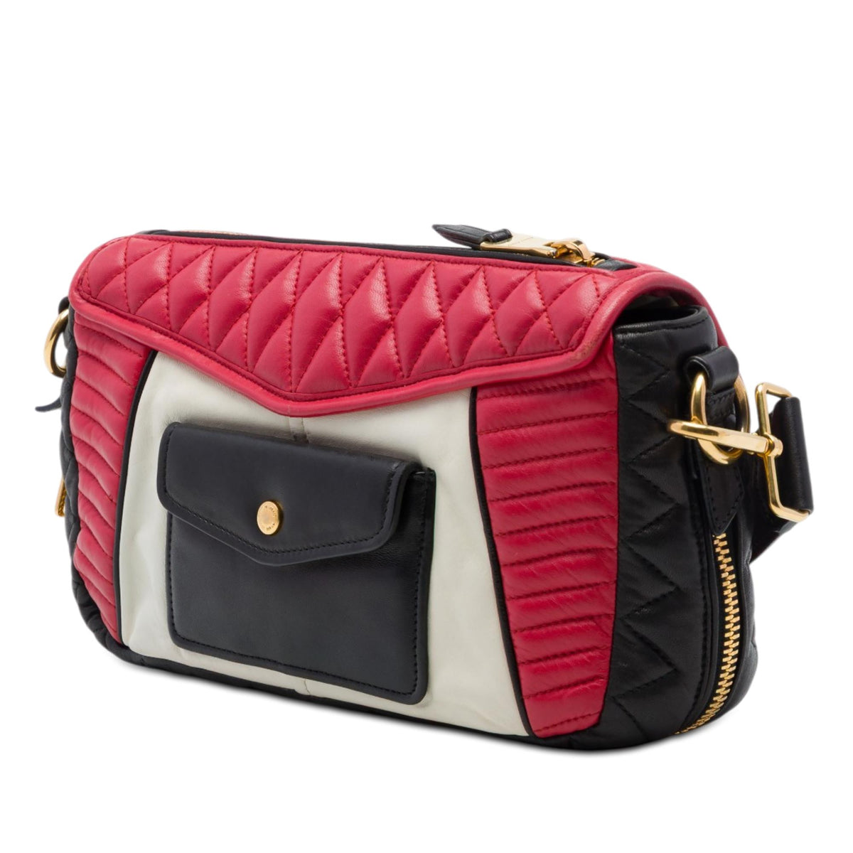 Miu Miu Tricolor Nappa Biker Twin Pocket Crossbody
