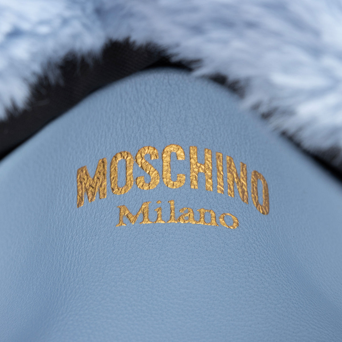 Moschino Faux Fur Logo Mini Flap Bag