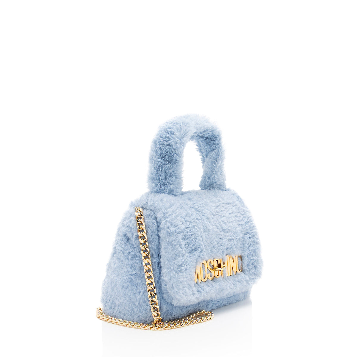 Moschino Faux Fur Logo Mini Flap Bag