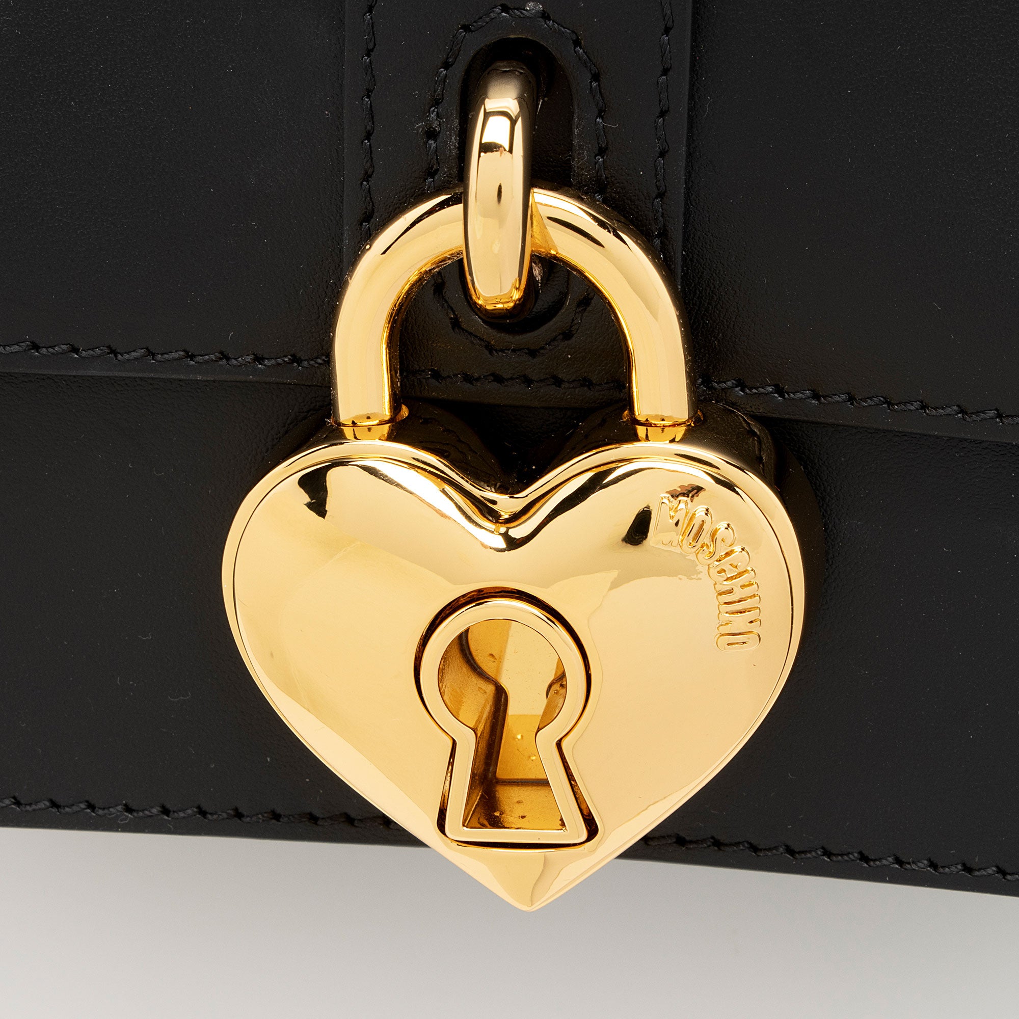 Moschino Leather Heart Lock Shoulder Bag