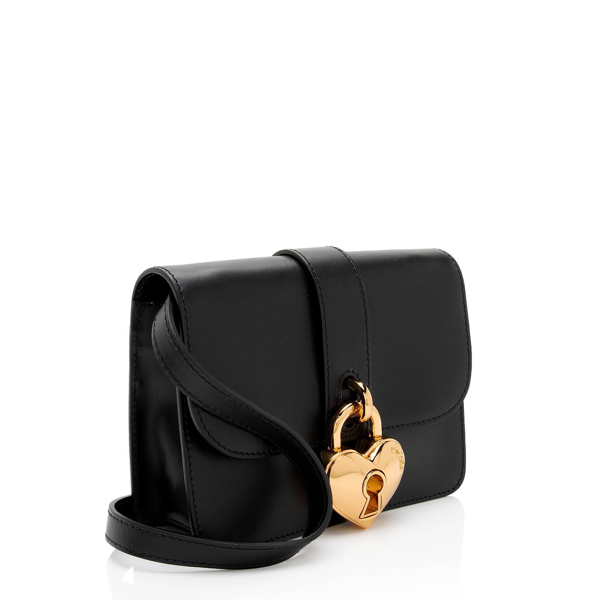 Moschino Leather Heart Lock Shoulder Bag