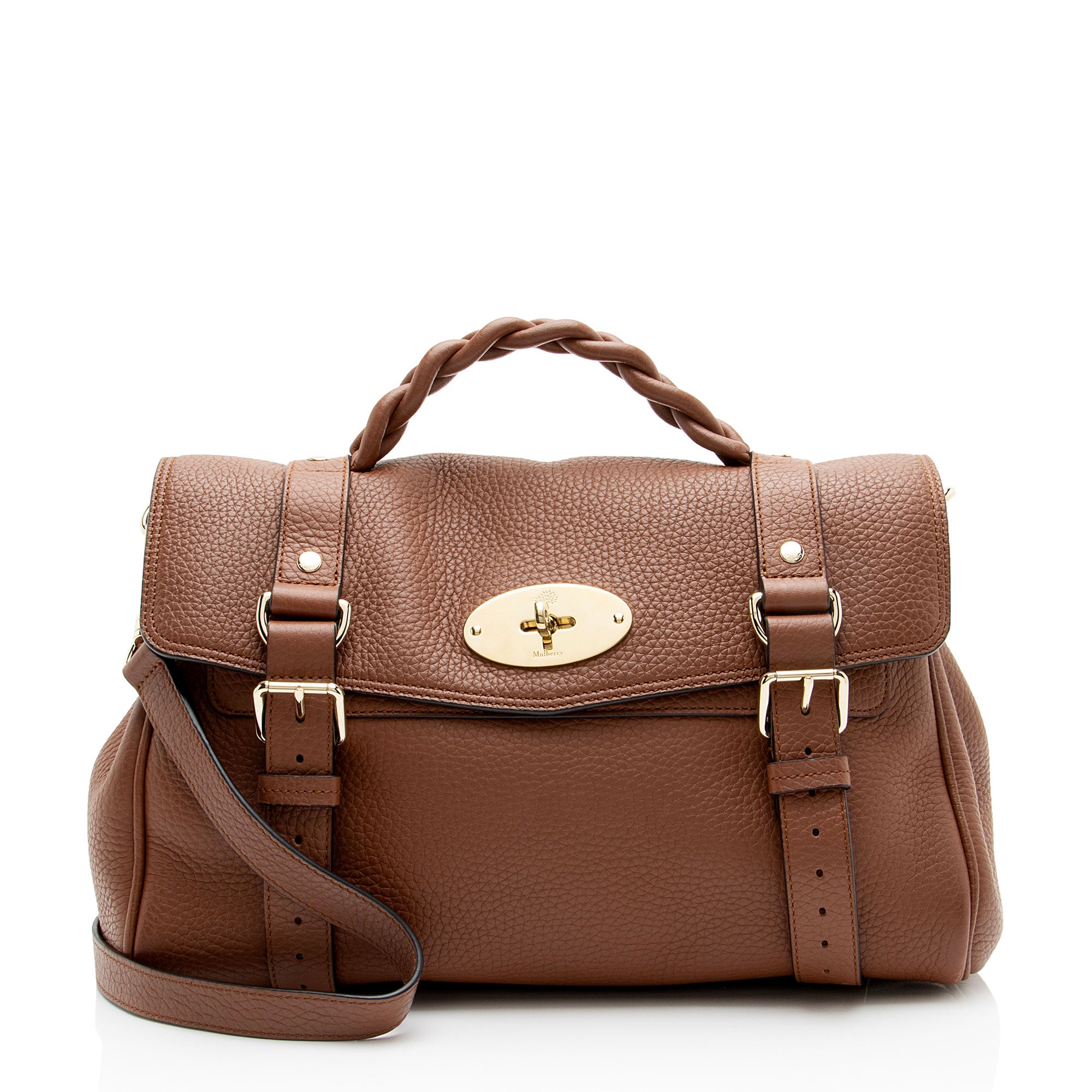 Mulberry Grained Leather Alexa Braided Top Handle