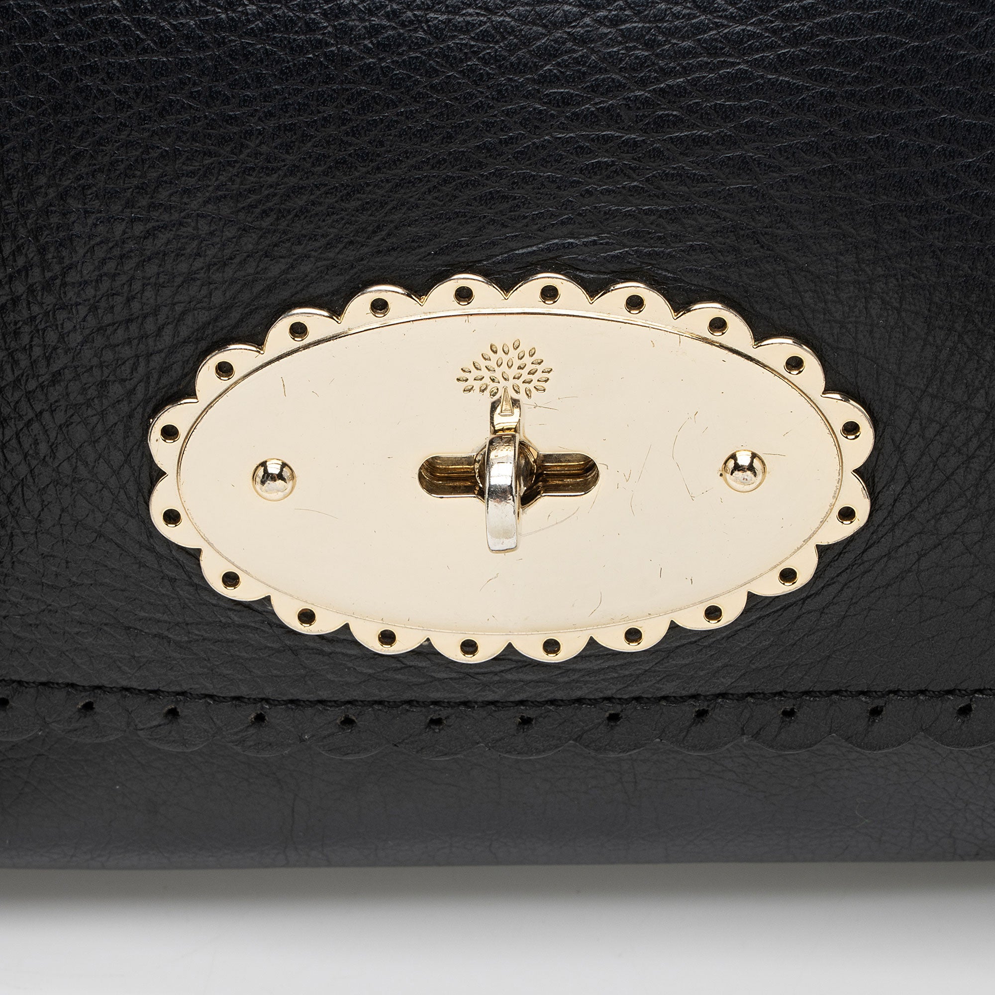 Mulberry Leather Scallop Trimmed Lily Shoulder Bag