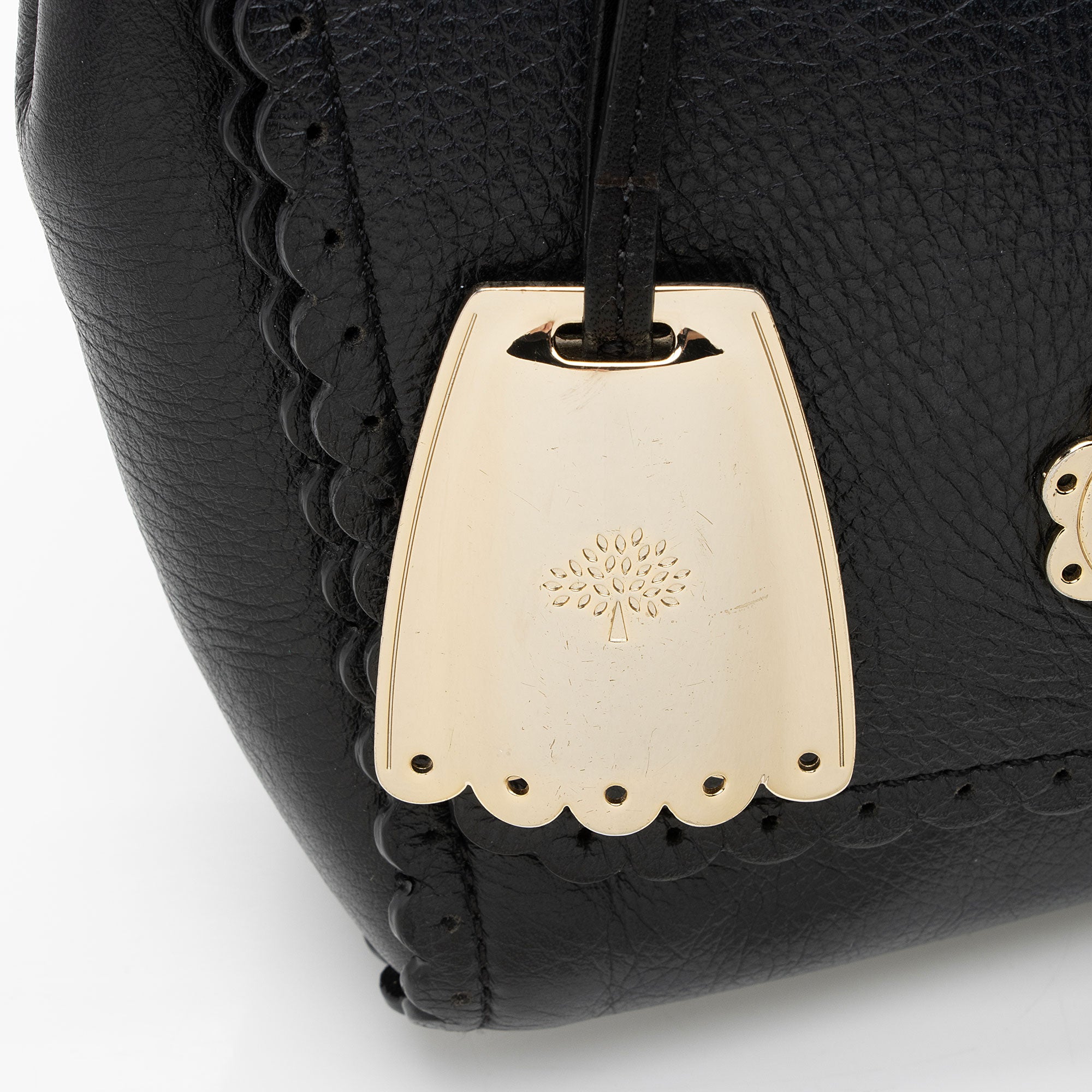 Mulberry Leather Scallop Trimmed Lily Shoulder Bag