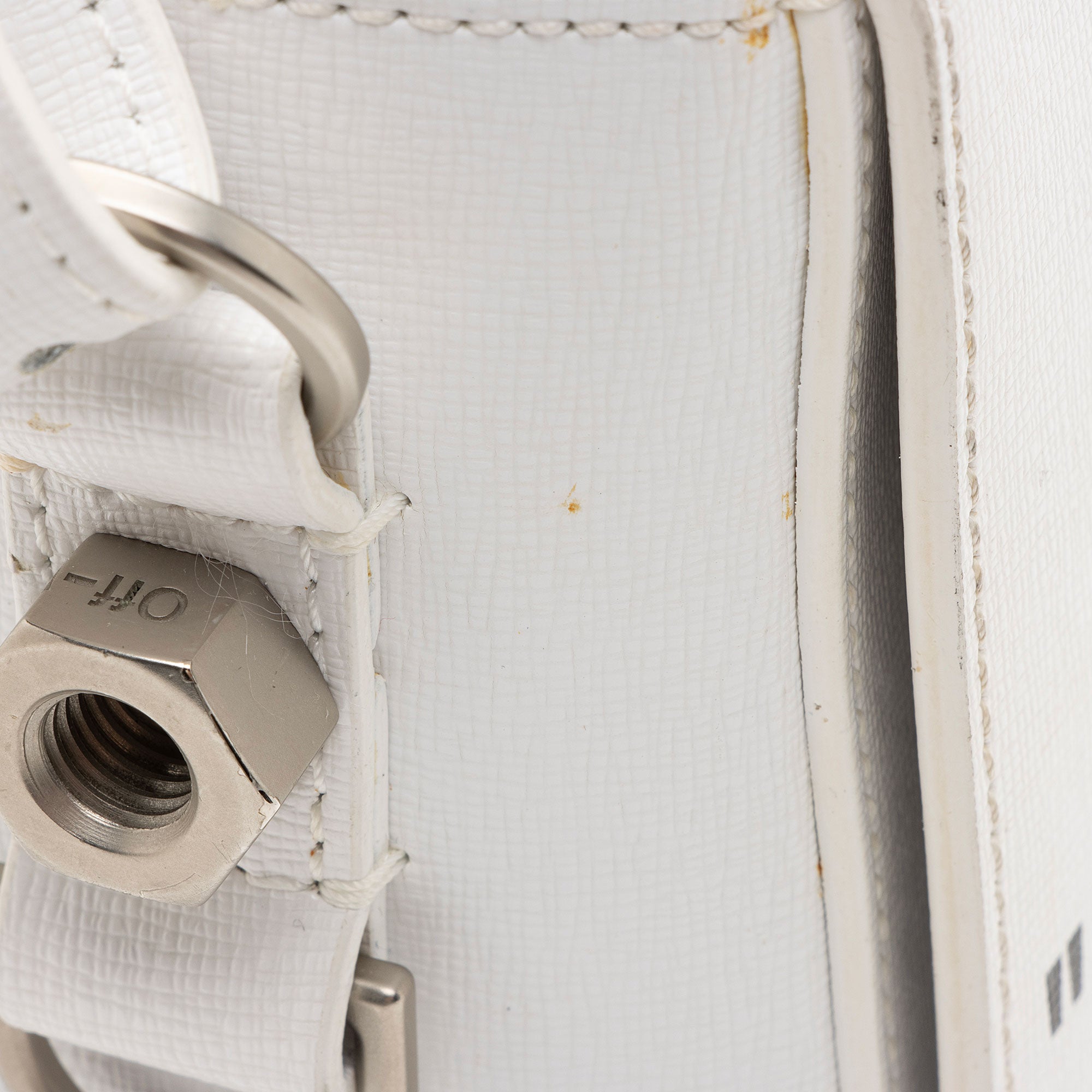 Off-White Leather Binder Clip Shoulder Bag