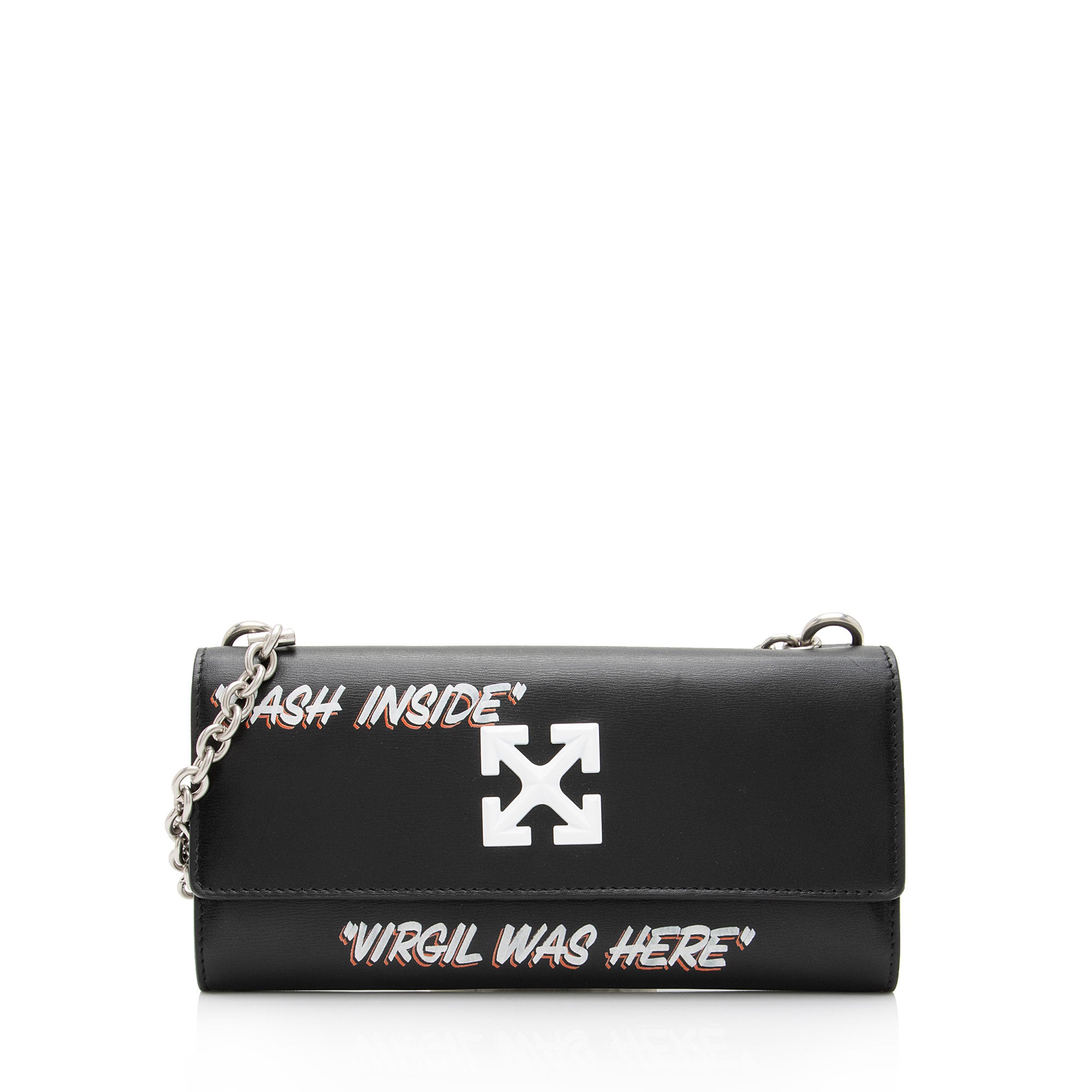 Off-White Leather Logo Jitney Wallet on Chain Bag (SHF-Rswgy5)