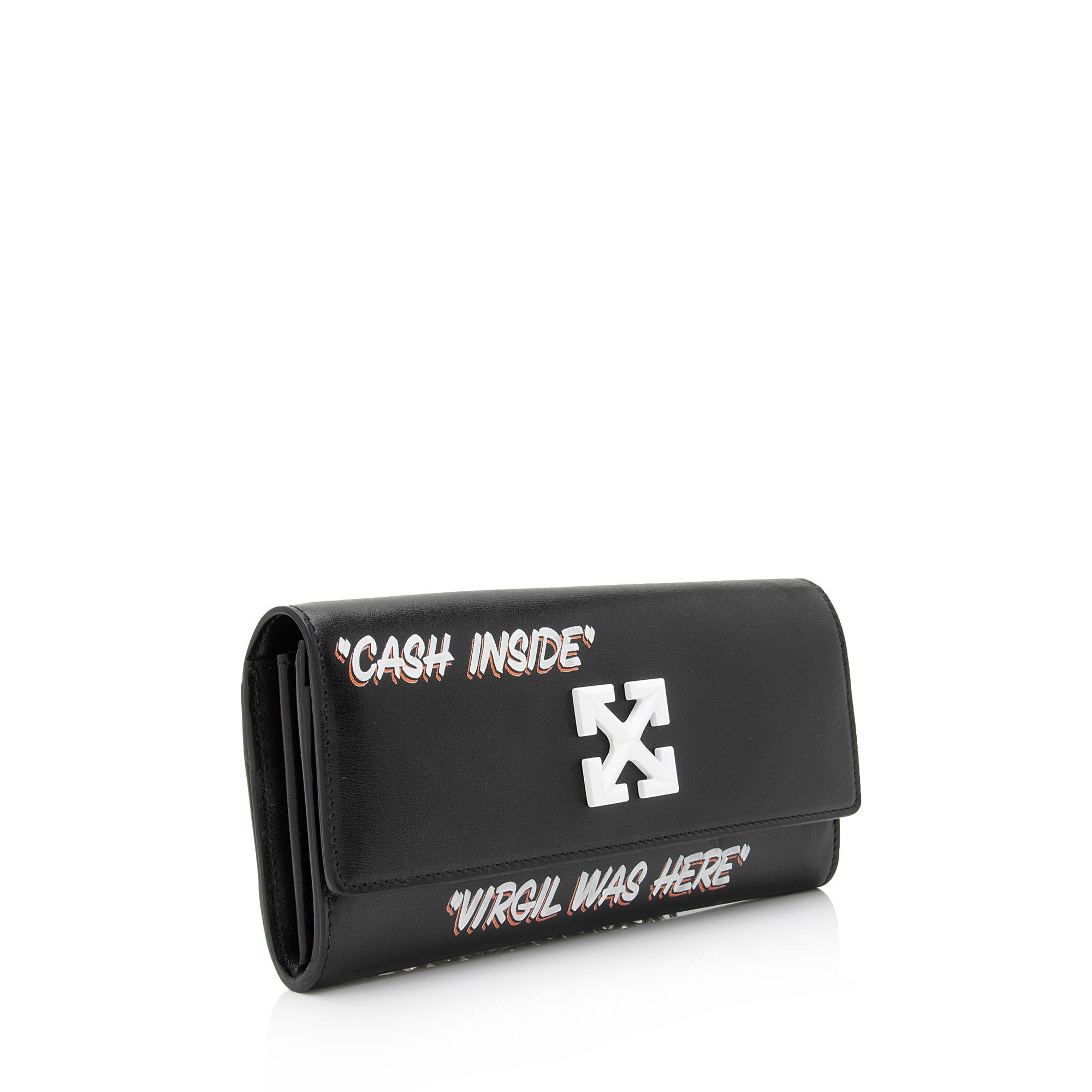 Off-White Leather Logo Jitney Wallet on Chain Bag (SHF-Rswgy5)