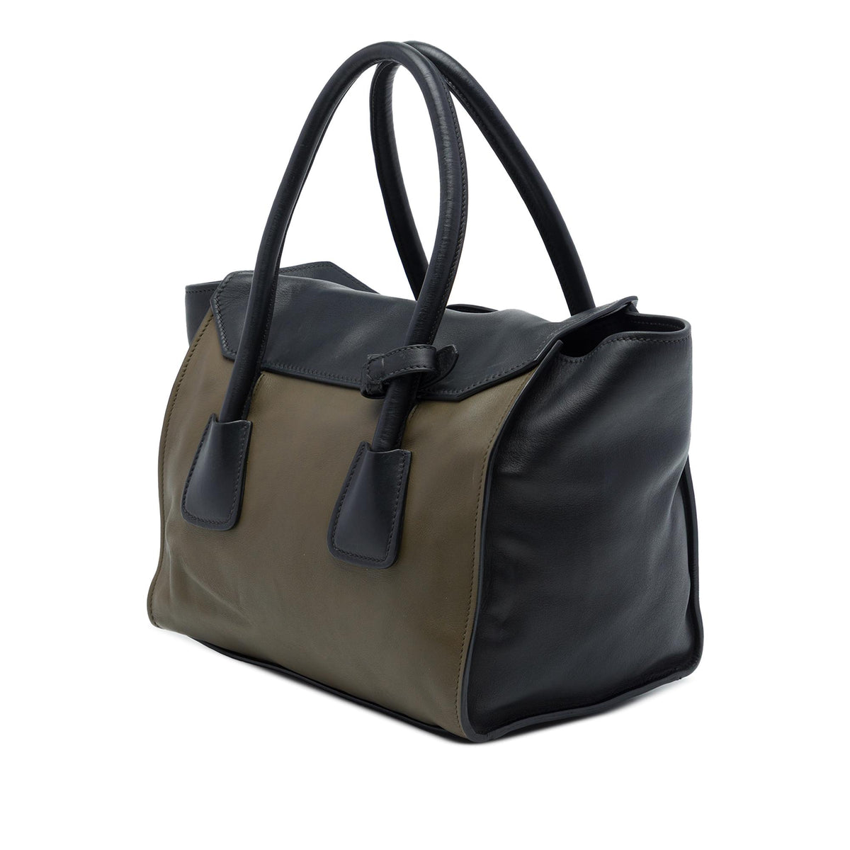 Prada Bicolor Glace Calf Sound Lock Satchel
