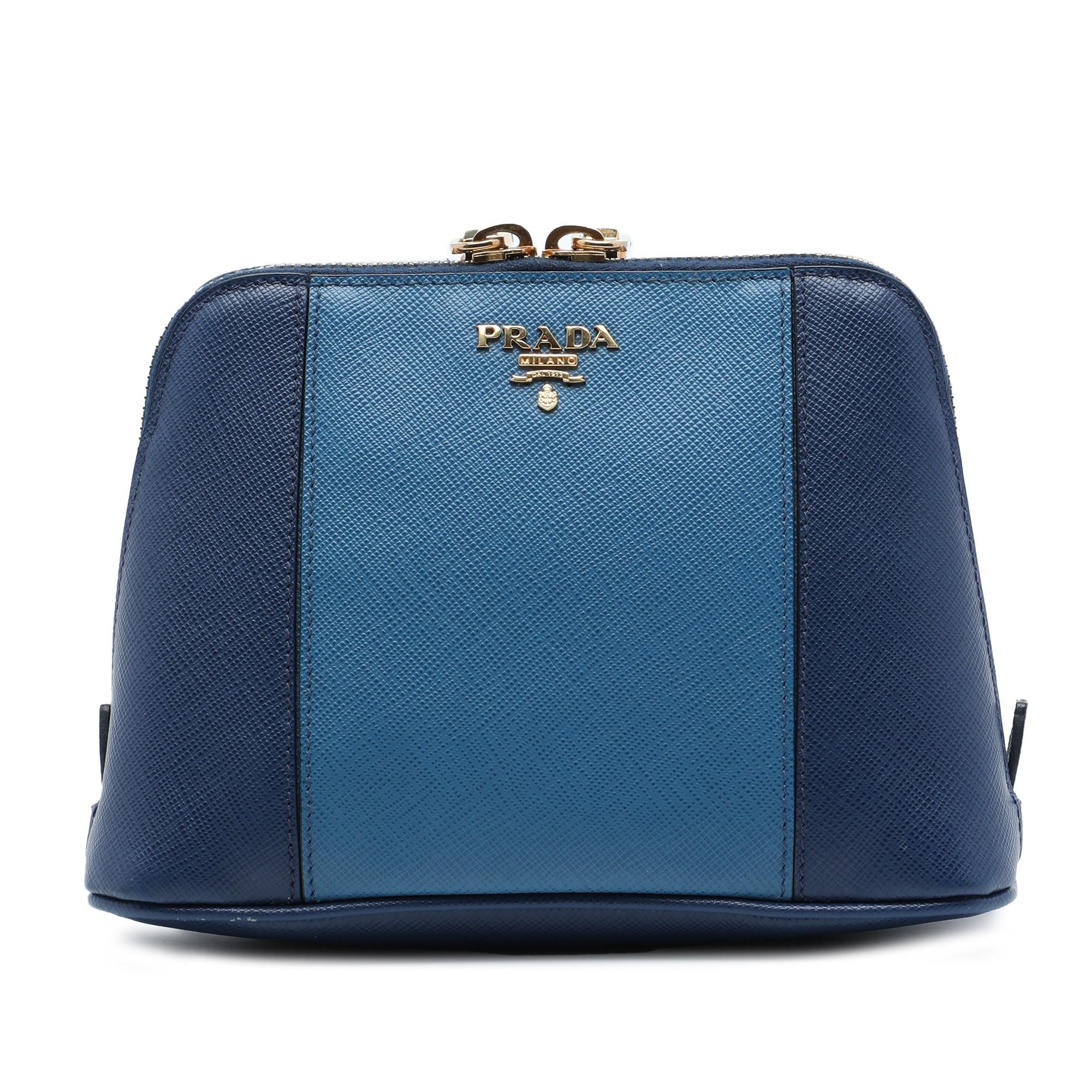 Prada Bicolor Saffiano Dome Clutch