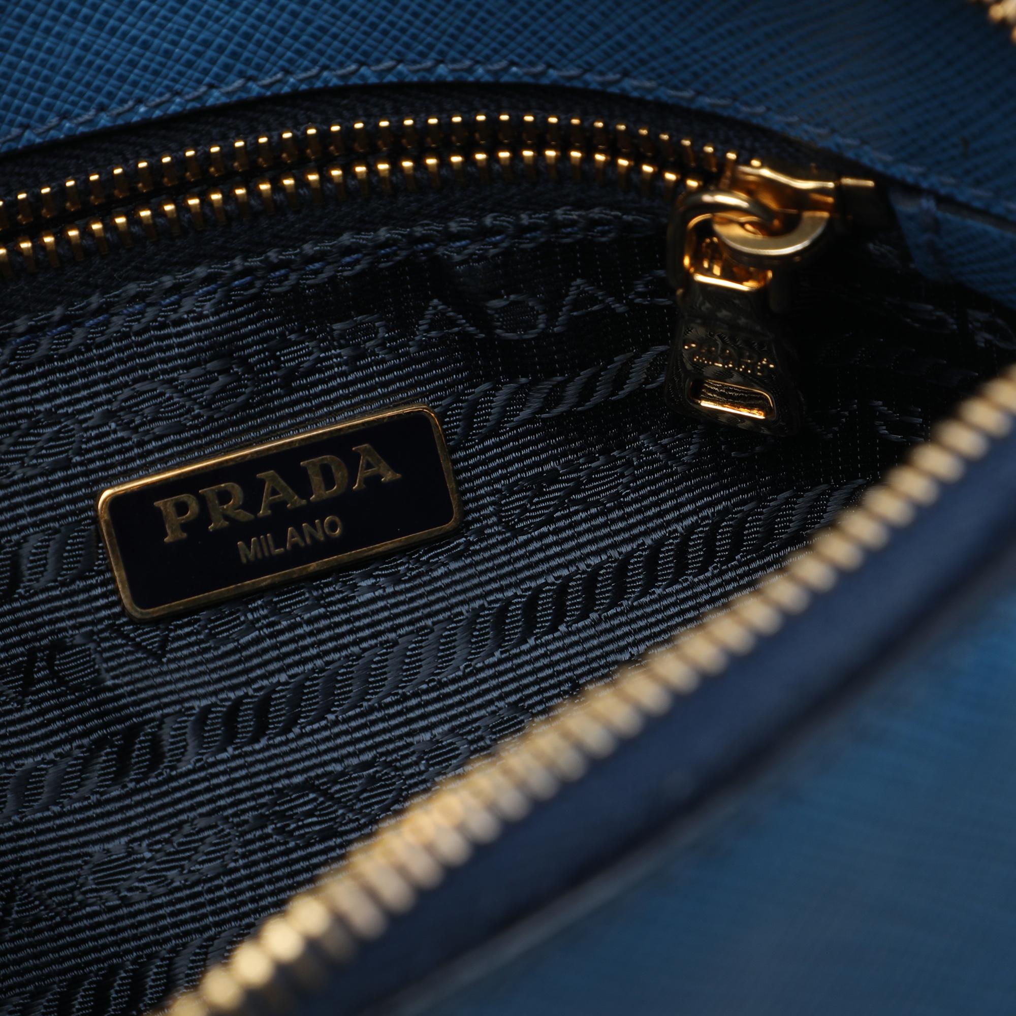 Prada Bicolor Saffiano Dome Clutch